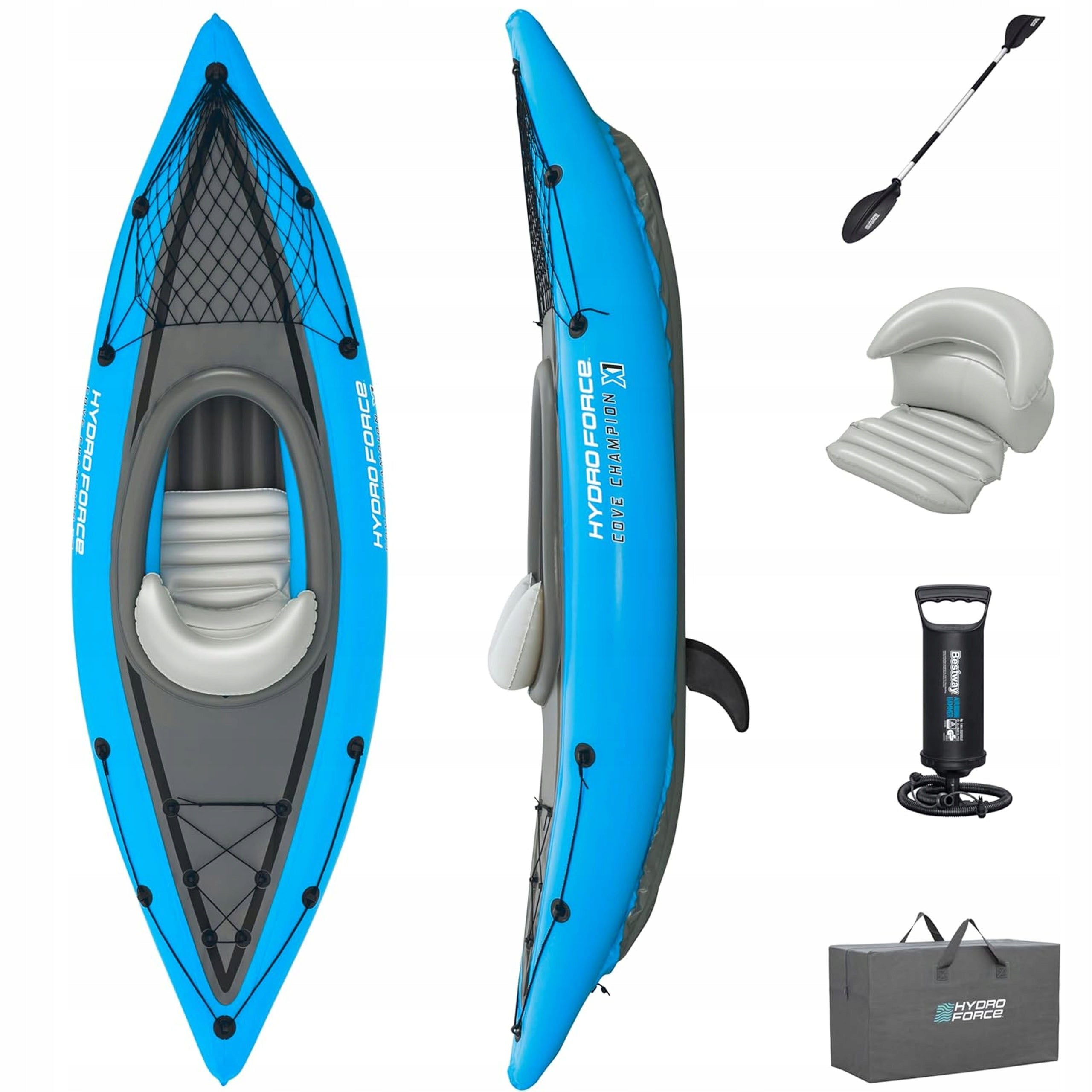 Inflatable KAYAK Cove Champion 275x81cm Bestway paddle pump set