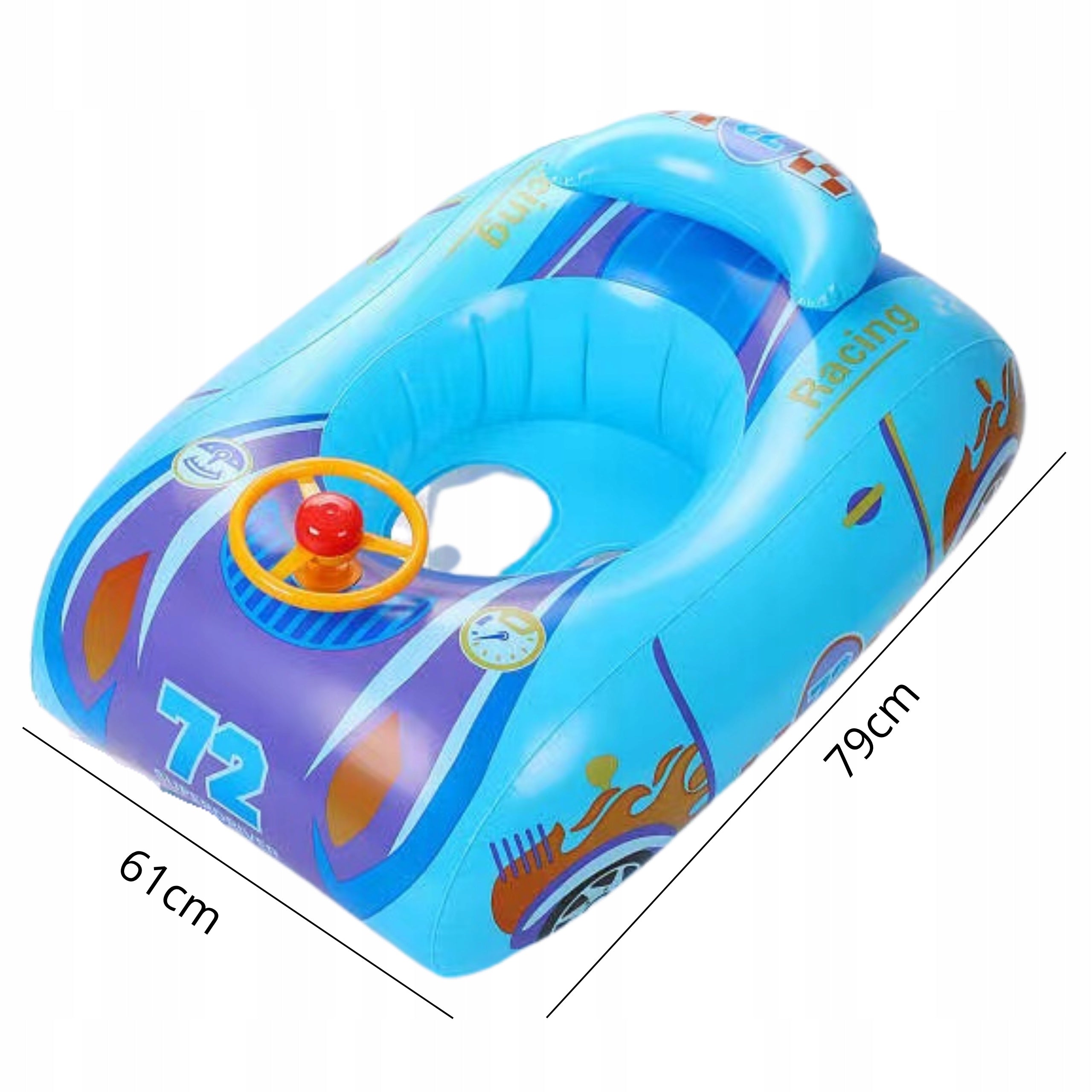 Inflatable Pontoon for Kids with Steering Wheel Swimming Wheel Auto 79cm Swimming Pool Brand no brand