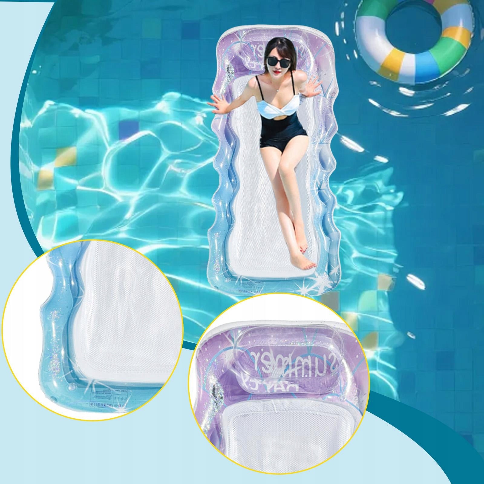 Inflatable Pool Float Water Floaty Personal Pool Raft Sunbathing Bed Blue Kind other