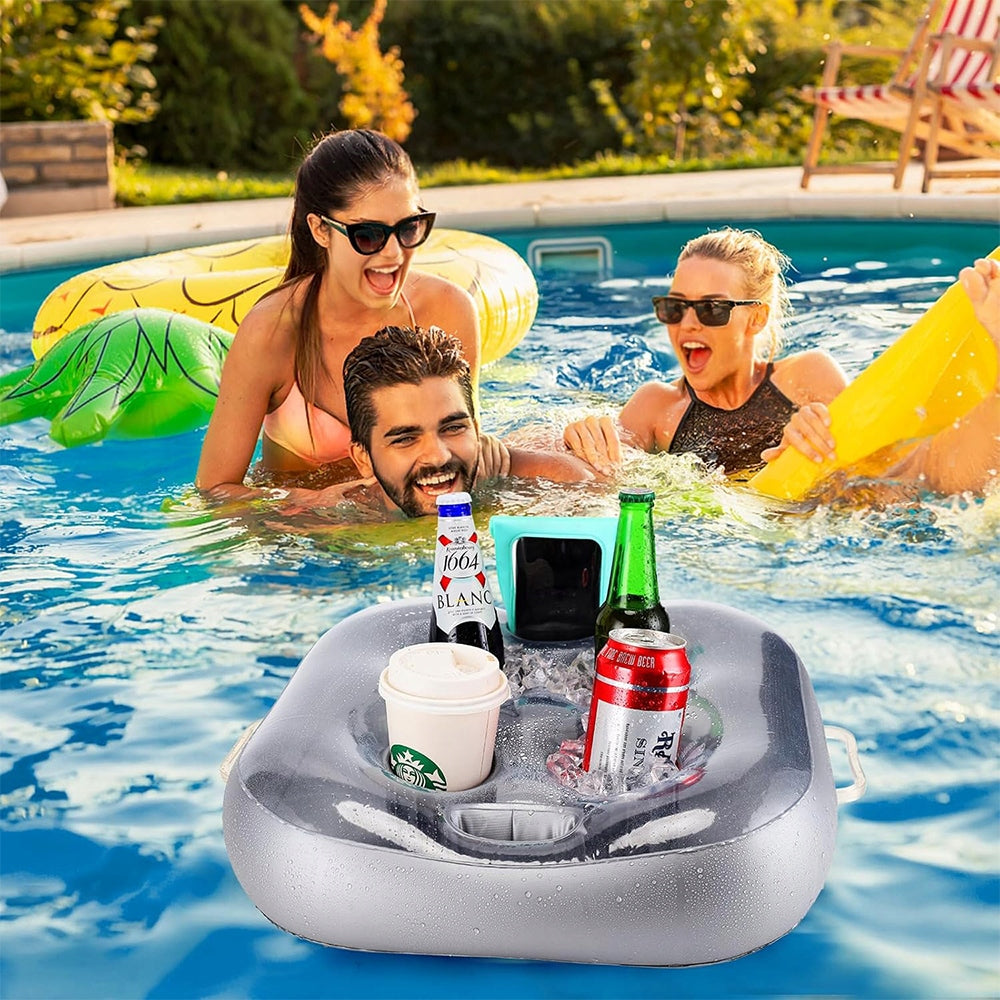 Inflatable Pool Table Tray Floating Drink Snacks With 4 Seats Packaging status original