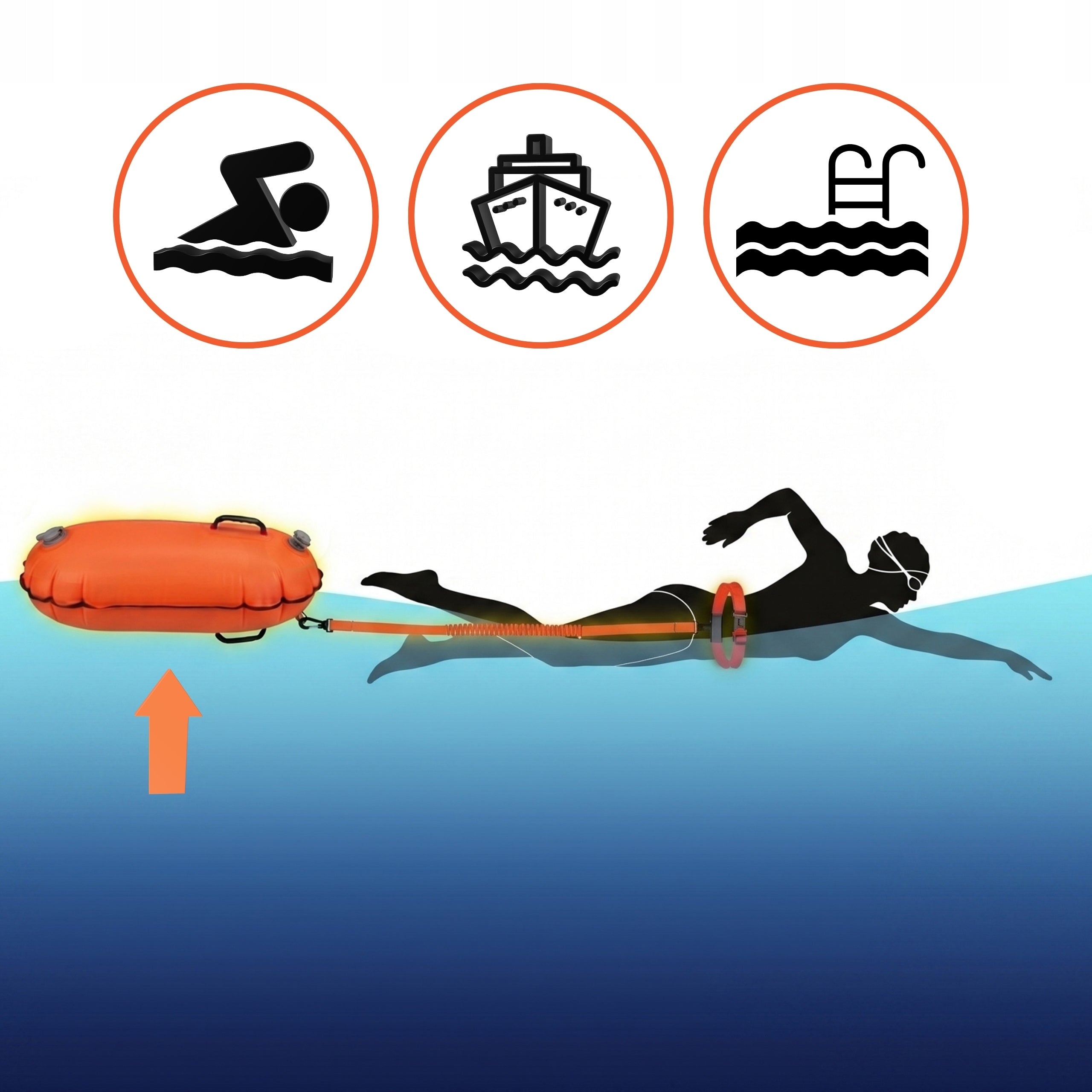 Inflatable SAFETY buoy 2in1 DRY POCKET buoy for swimming Vario Manufacturer code Boja pływacka dmuchana