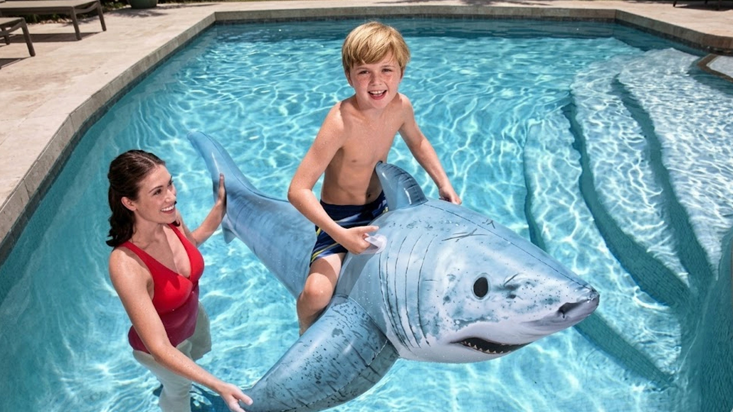Inflatable Shark Mattress for Swimming Pool Water for Kids 183 x 102 cm Brand Stazer