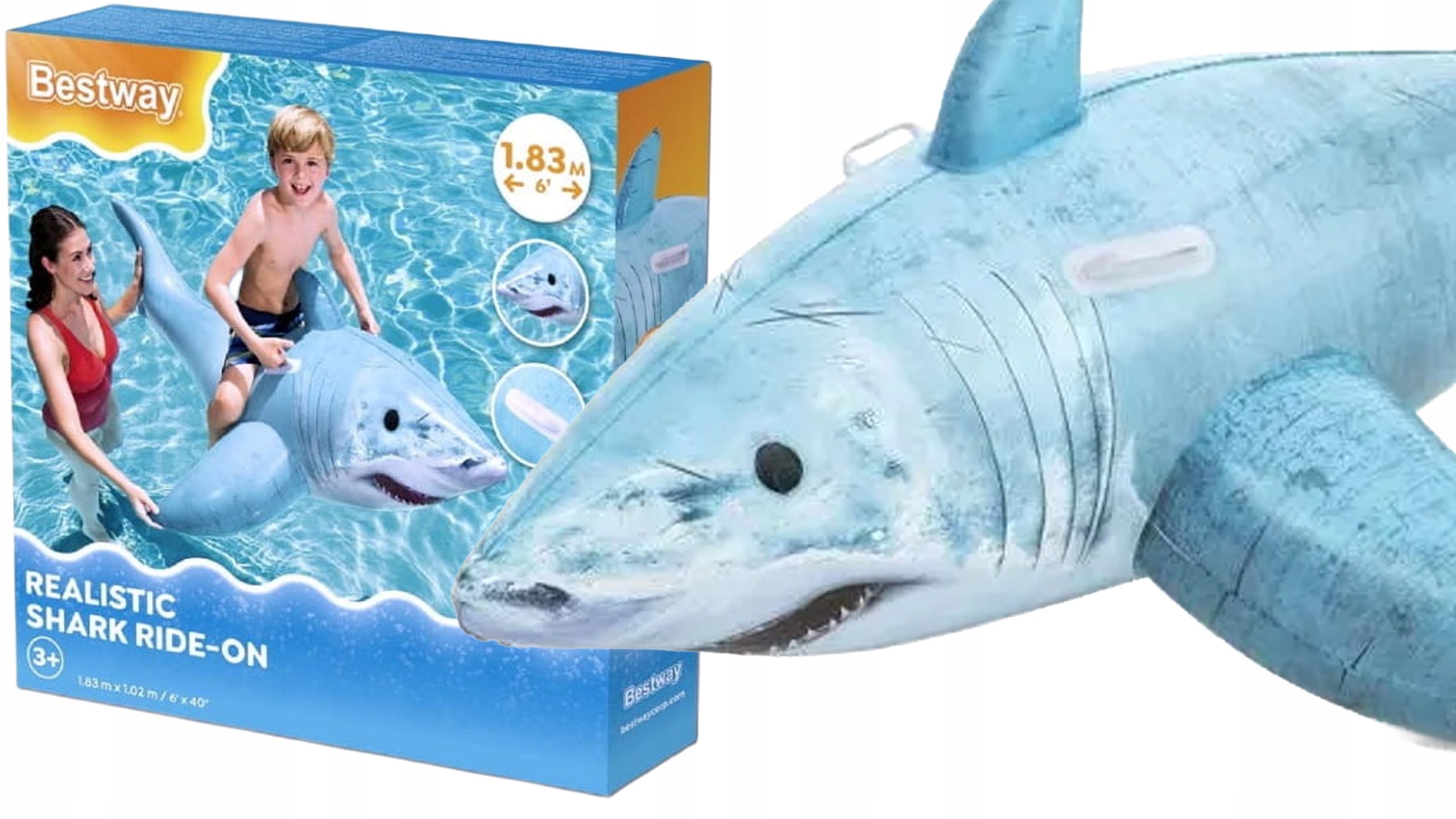Inflatable Shark Mattress for Swimming Pool Water for Kids 183 x 102 cm Manufacturer code Duży Rekin do wody