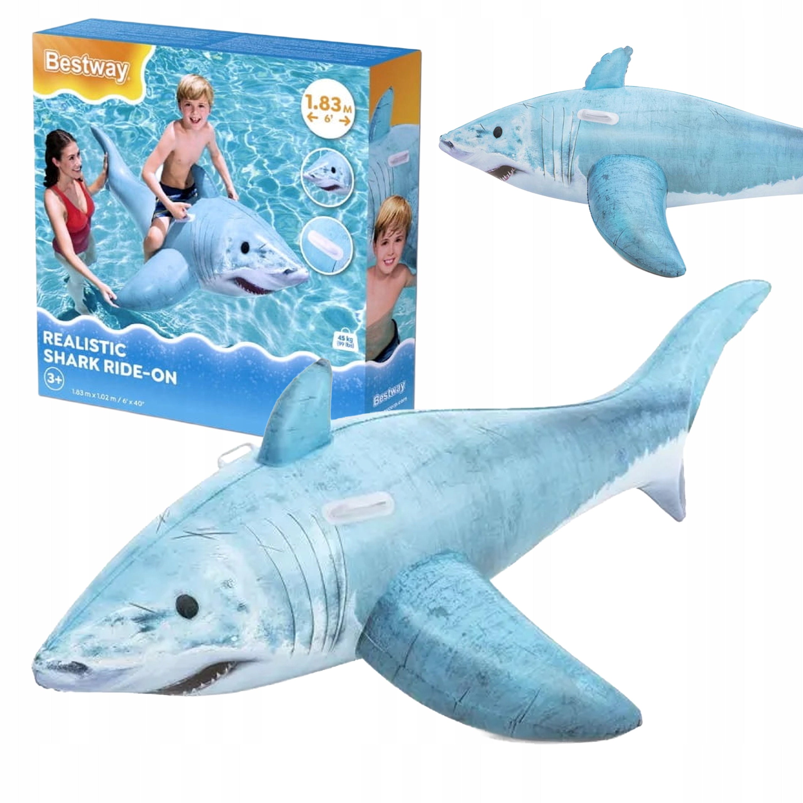 Inflatable Shark Mattress for Swimming Pool Water for Kids 183 x 102 cm