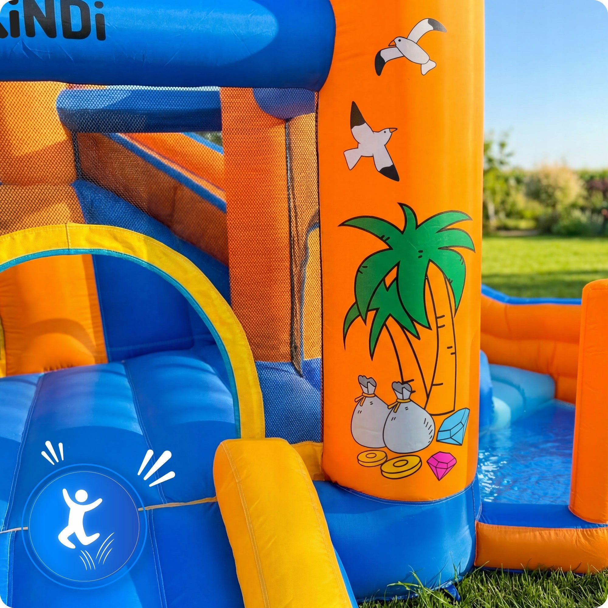 Inflatable Square toys water slide for kids garden blower basket Dominant material synthetic material