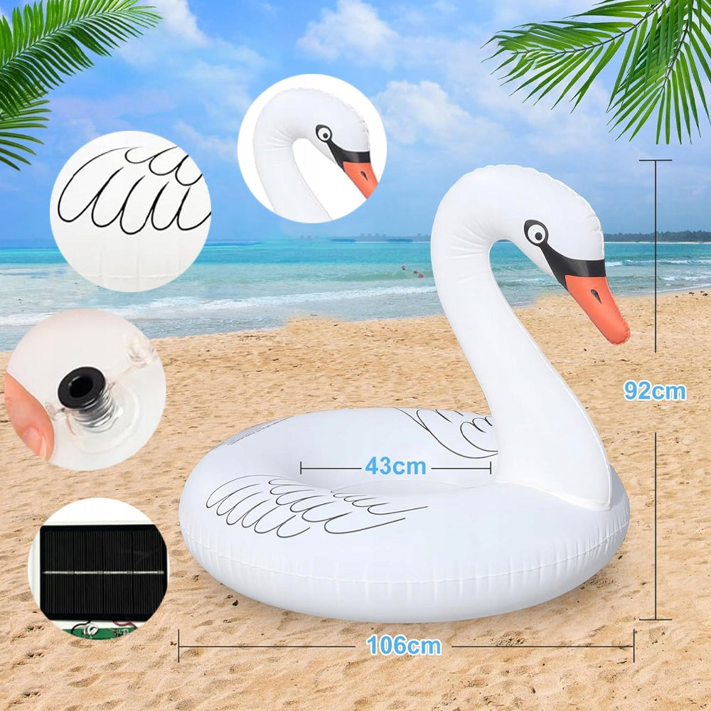 Inflatable Swan Wheel With LED Seat White Large For Adults Packaging status original