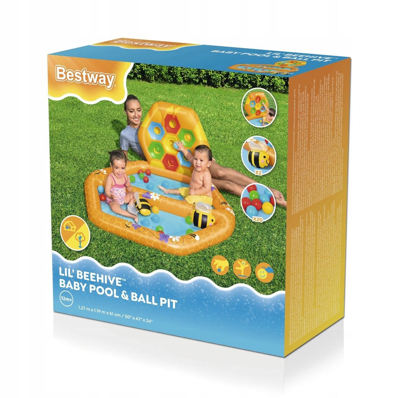 Inflatable Swimming Pool Bees for Kids Bestway 127x119 sorter 20 Balls Brand Bestway