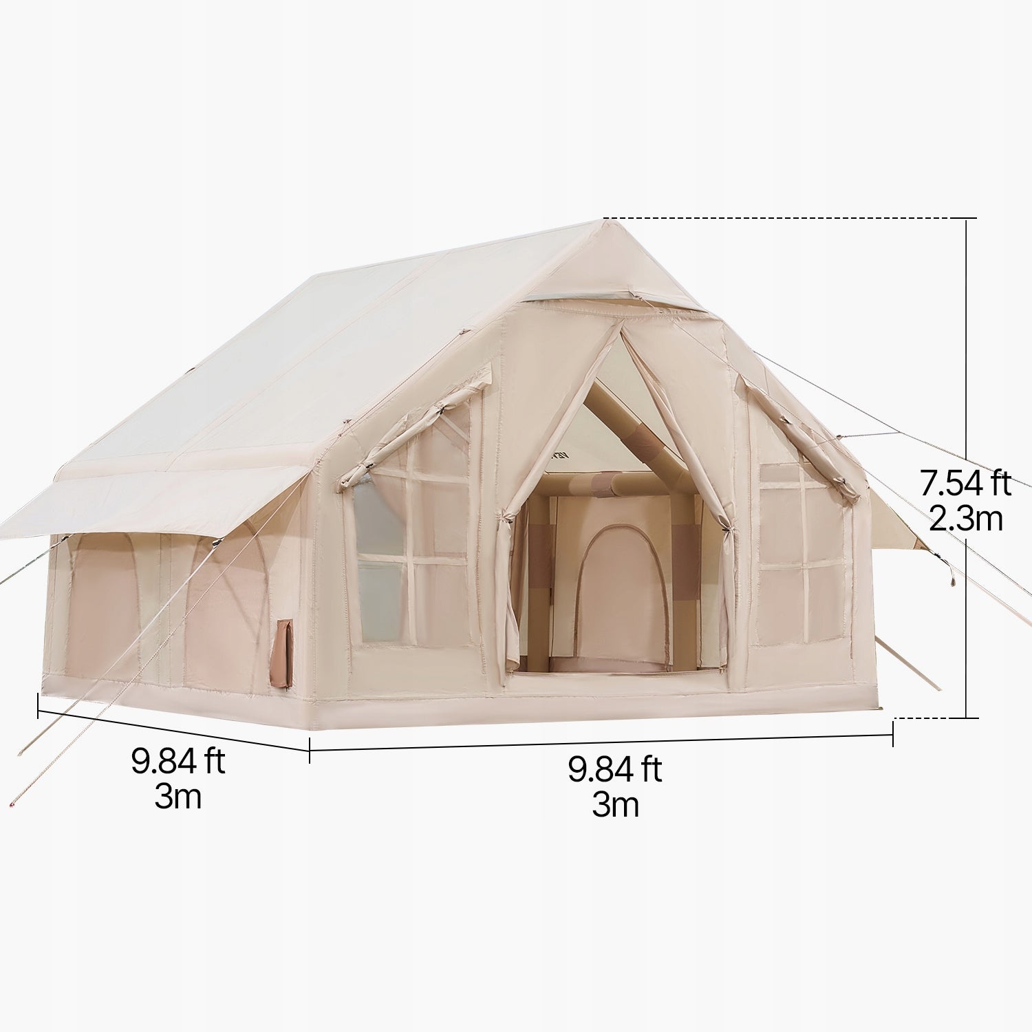 Inflatable Tent for Camping 4-6 Person Glamping Tent with Pump Easy Set up Color beige