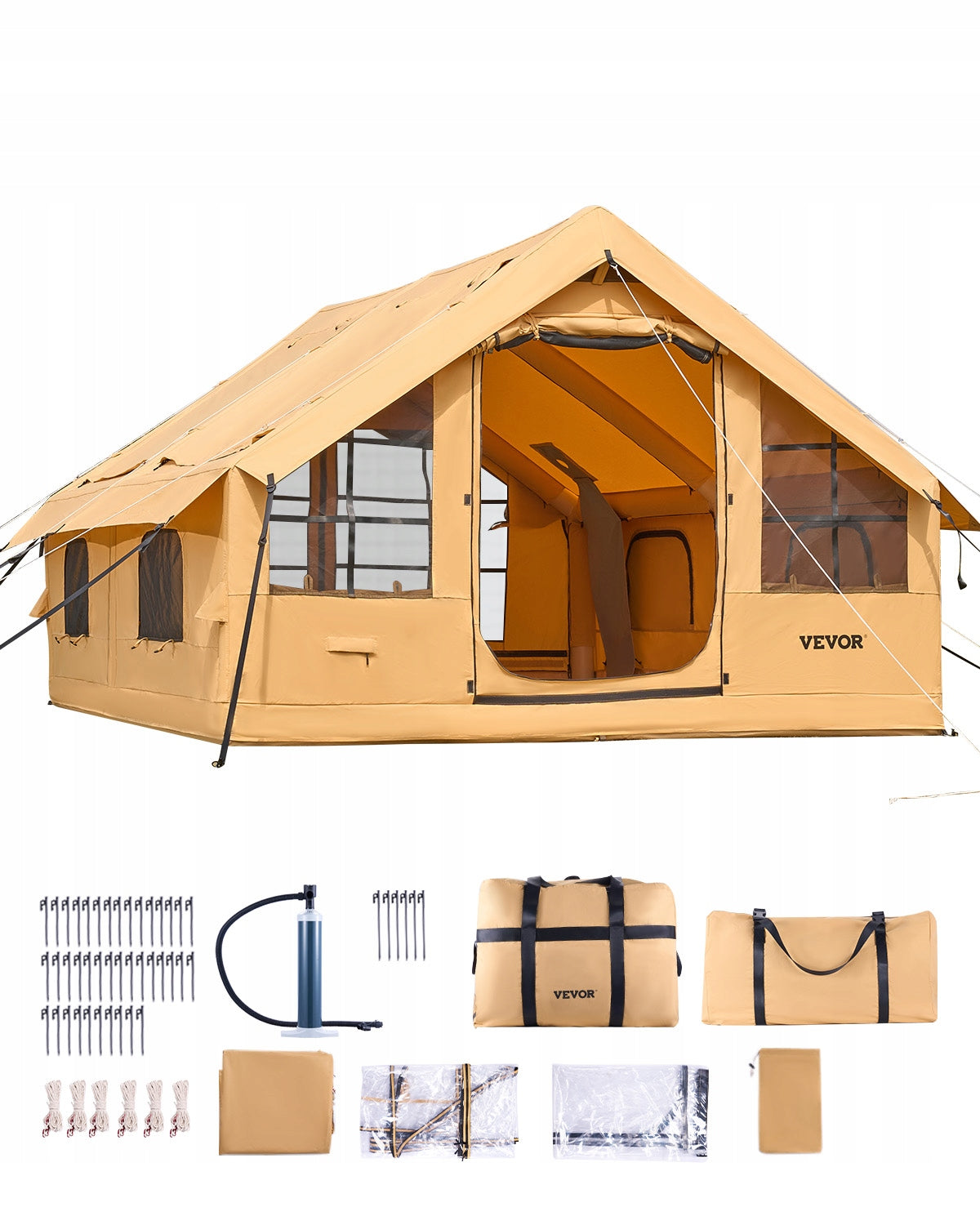 Inflatable Tent for Camping 5-8 Person Glamping Tent with Pump Easy Set up