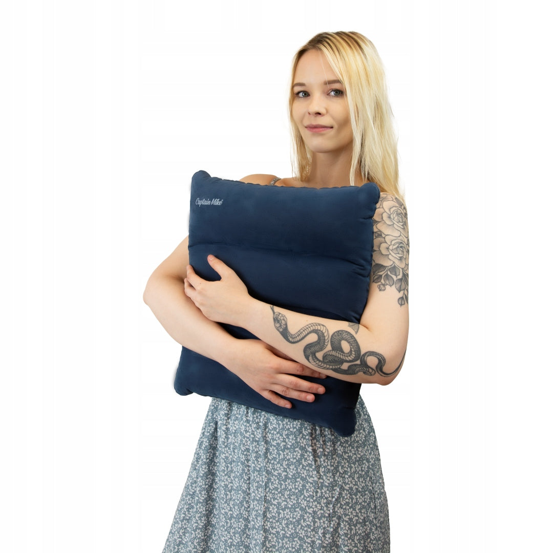 Inflatable Tourist Pillow Flocked For Camping Travel Lightweight Compact Brand Captain Mike