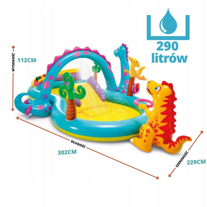 Inflatable Water Playground Intex Dinoland Slide Swimming Pool For Children 2+ Brand Intex