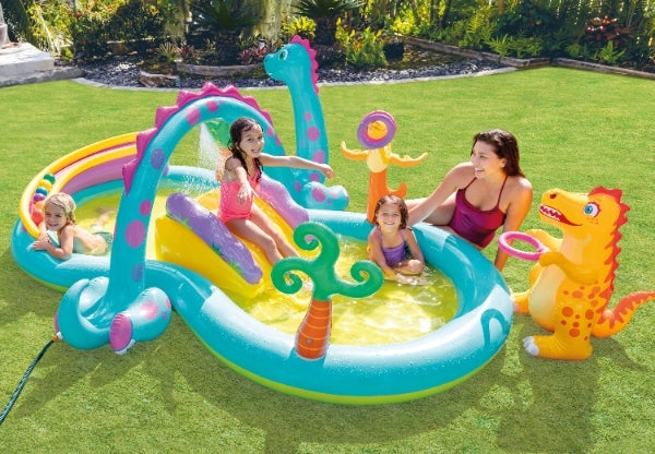 Inflatable Water Playground Intex Dinoland Slide Swimming Pool For Children 2+ Height 112 cm