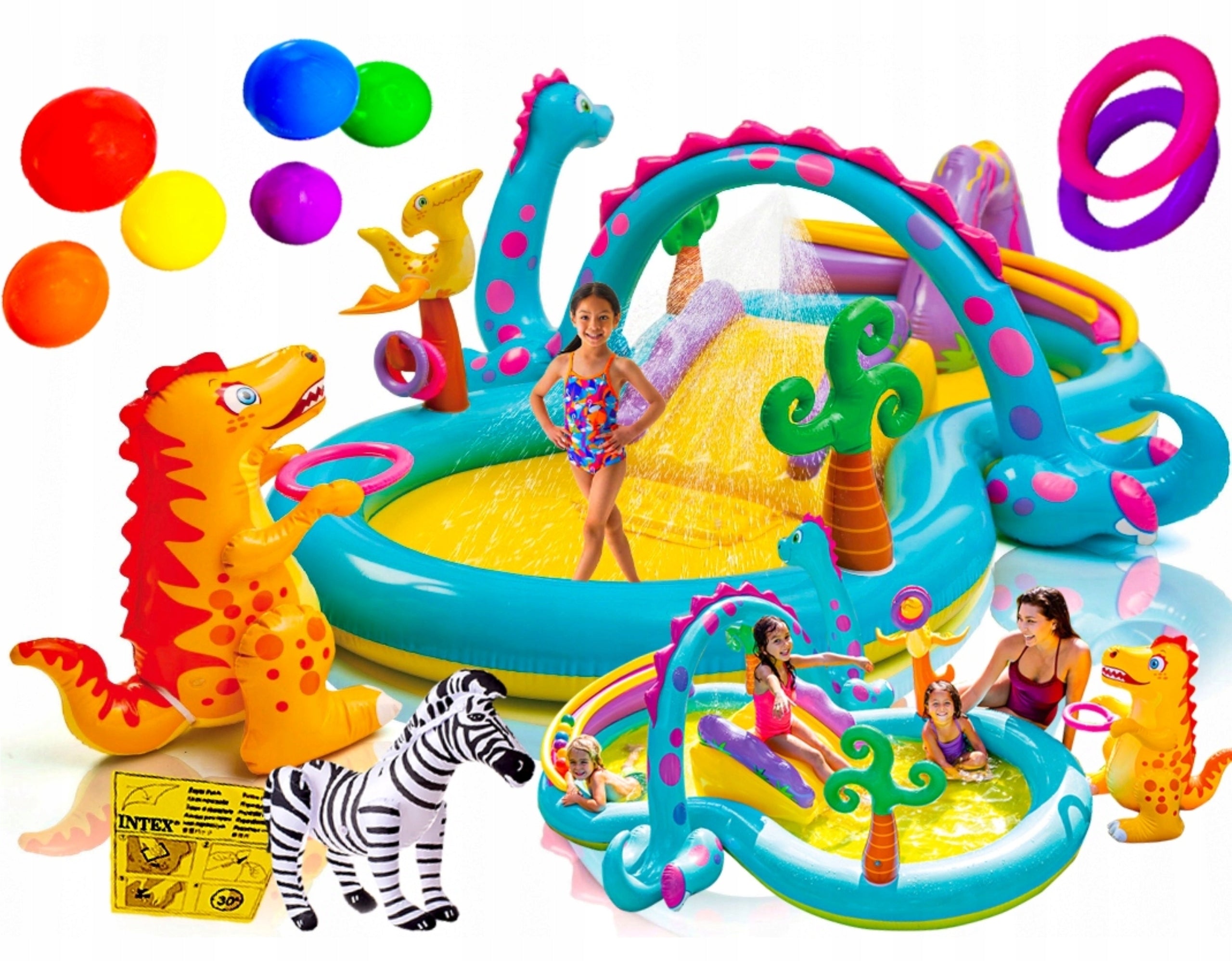 Inflatable Water Playground Intex Dinoland Slide Swimming Pool For Children 2+