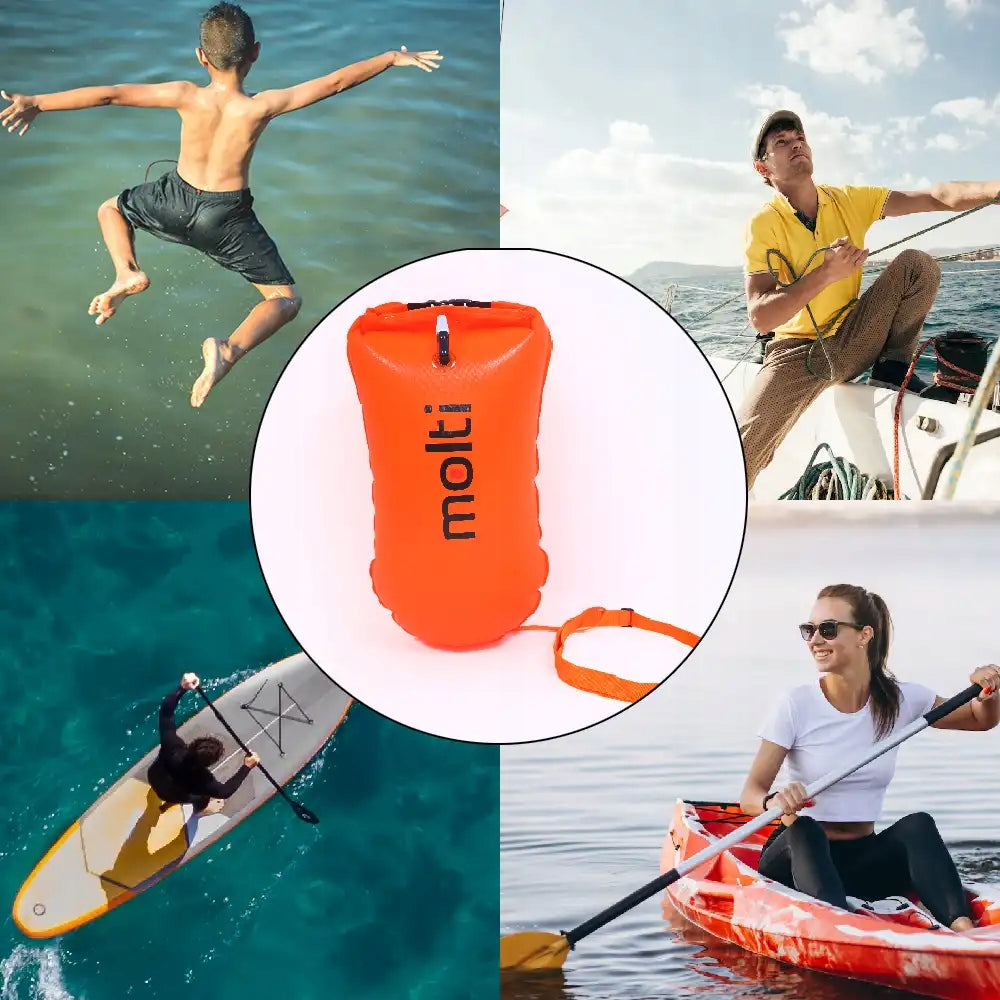 Inflatable buoy safety buoy 2in1 dry pocket for swimming 15l molti Length 60 cm