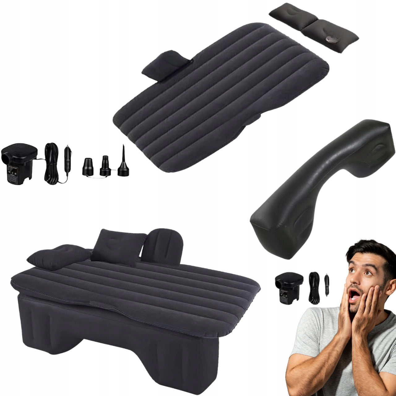 Inflatable car mattress for SUV MPV for camping practical black