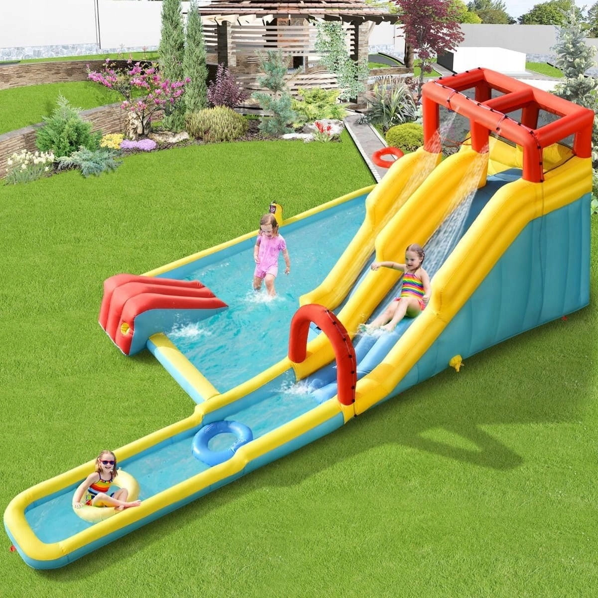 Inflatable castle Square toys Water Park 622 x 335 x 225 cm Brand Costway
