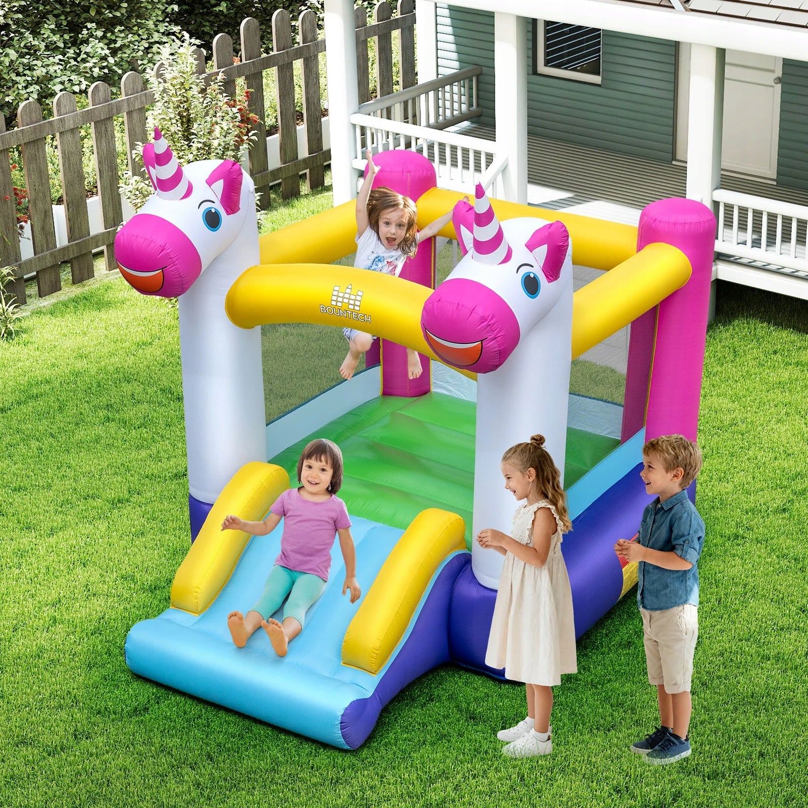 Inflatable castle with slide and trampoline Inflatable square toys Brand Costway