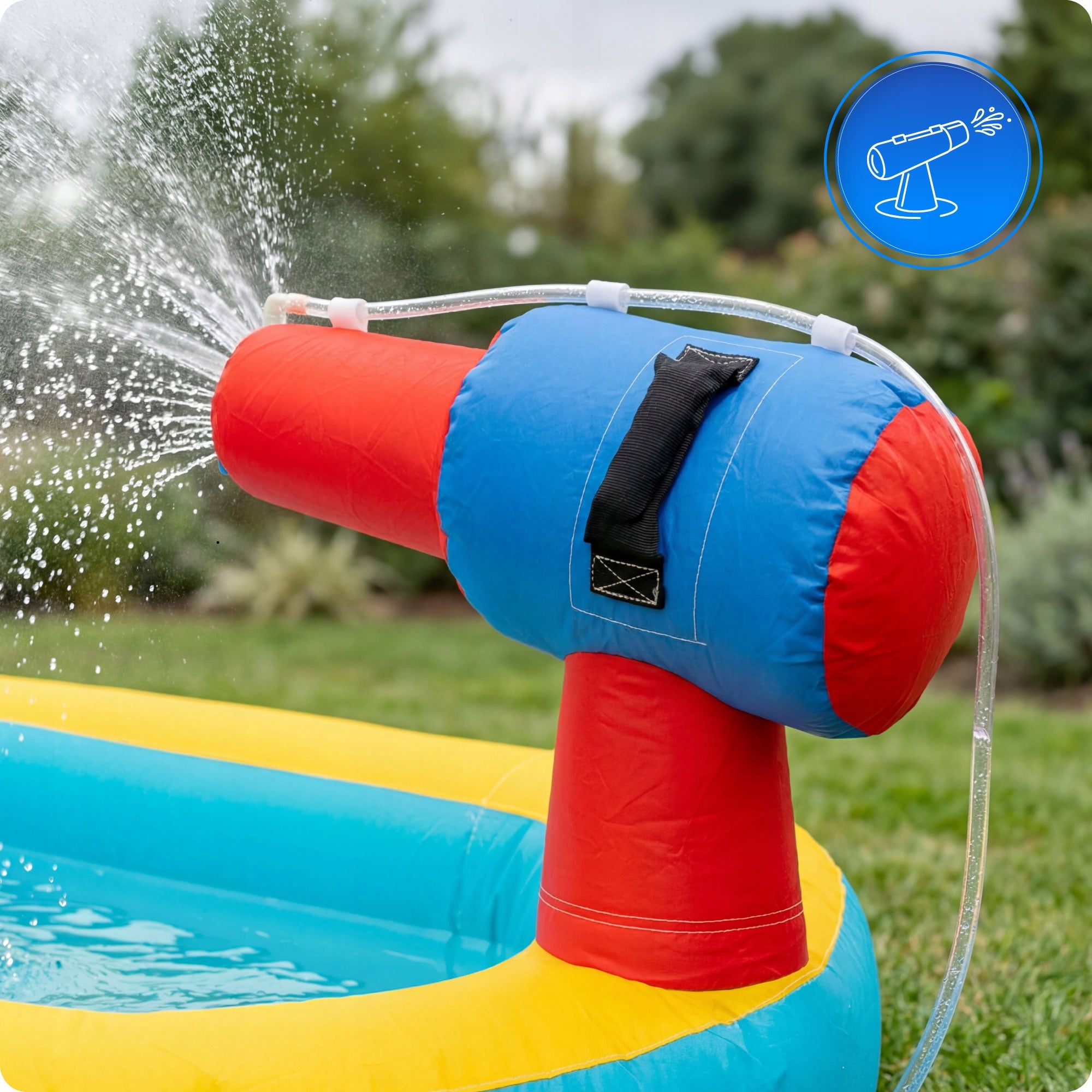 Inflatable for children castle long water slide square toys basket cannon Dominant material synthetic material