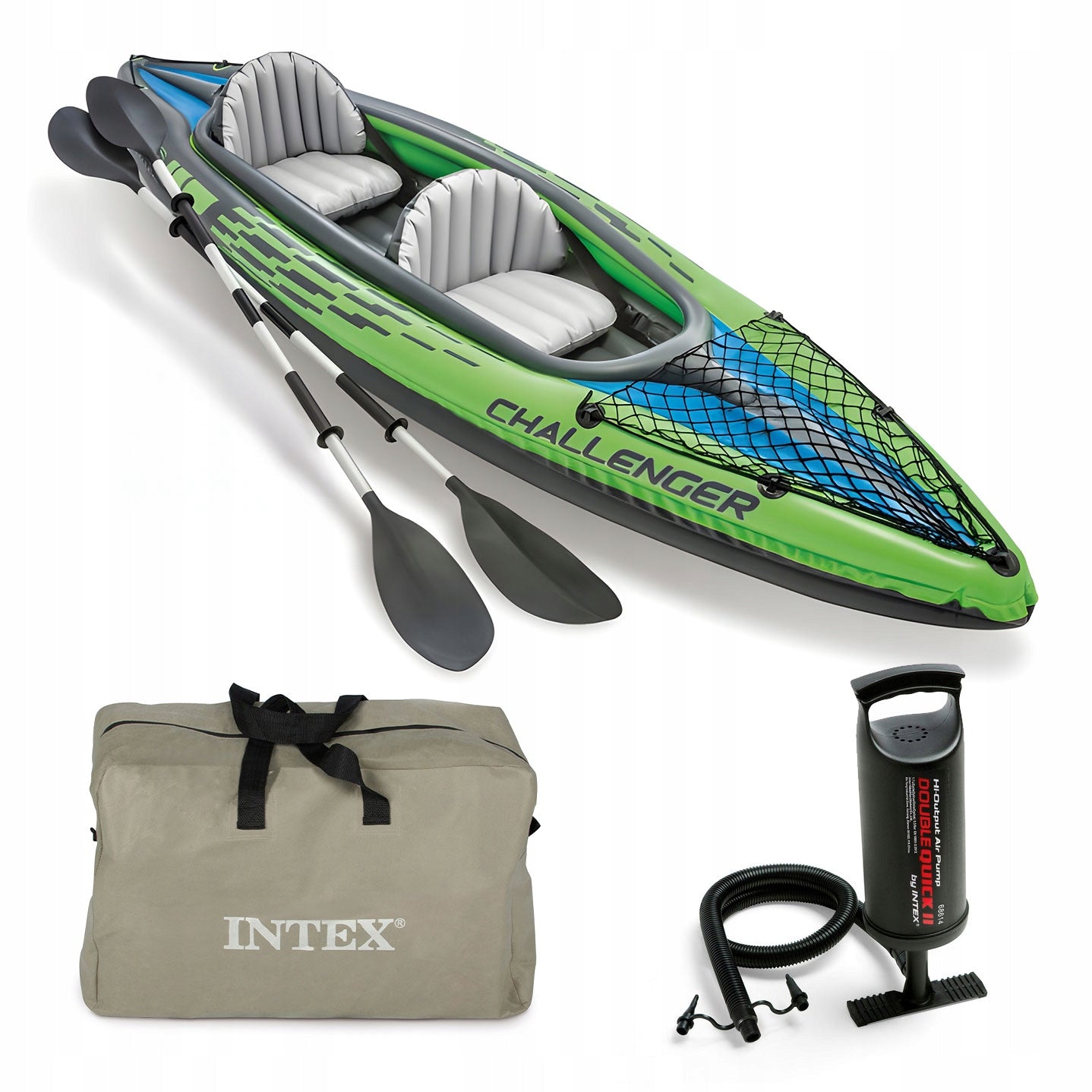 Inflatable kayak Challenger K2 for 2 people paddle pump cover INTEX 68306