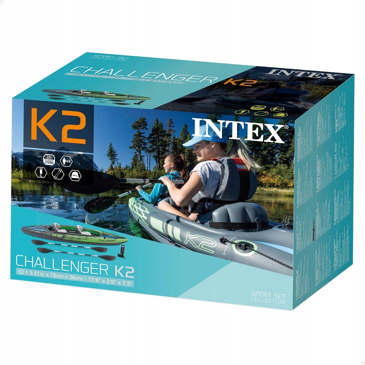 Inflatable kayak Intex Challenger K2 351 cm – 2 pers., paddles + pump Number of seats 2