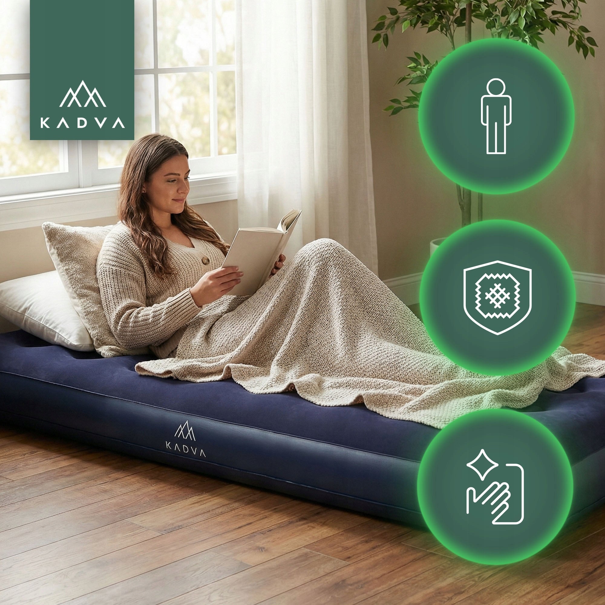 Inflatable mattress KADVA Sinbed Single blue 191x99x22 cm SINGLE Brand Kadva