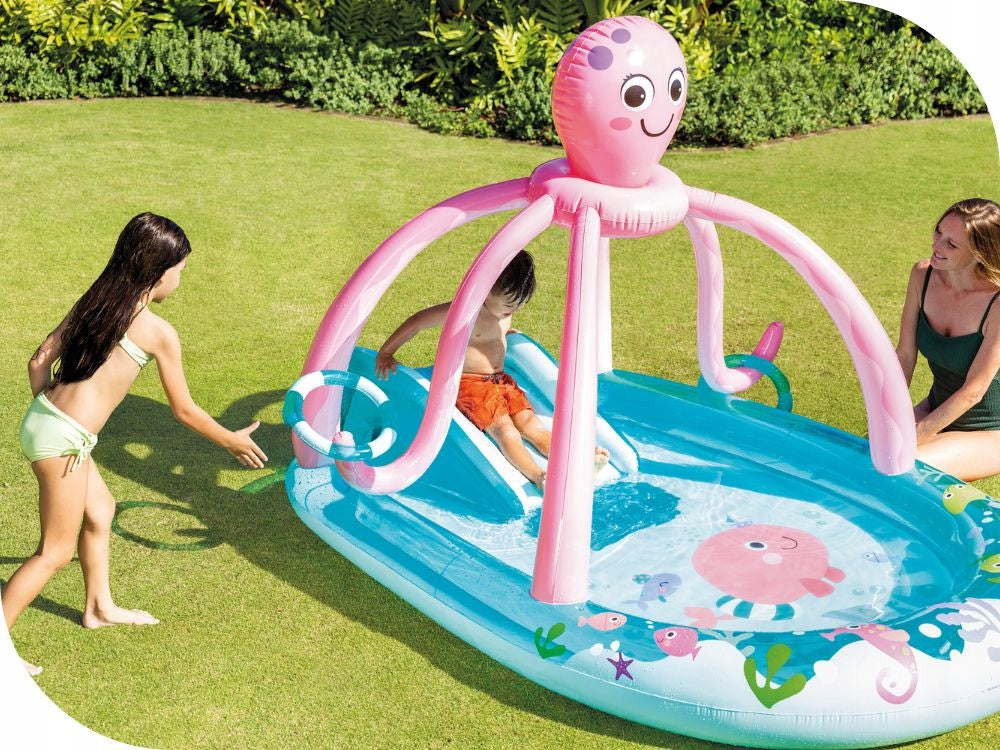 Inflatable playground swimming pool slide Octopus Intex 56138 paddling pool children Height 150 cm