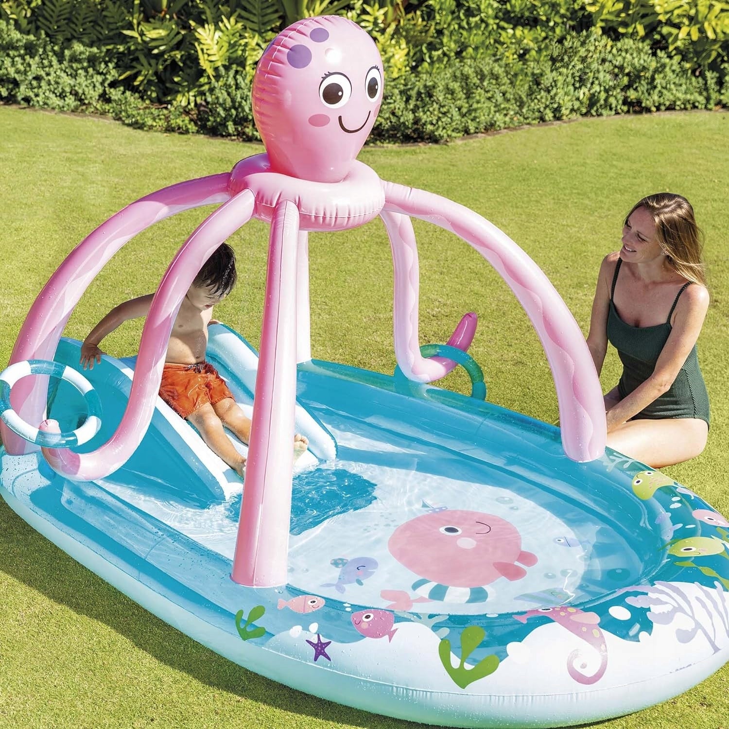 Inflatable playground swimming pool slide Octopus Intex 56138 paddling pool children Volume 229 l