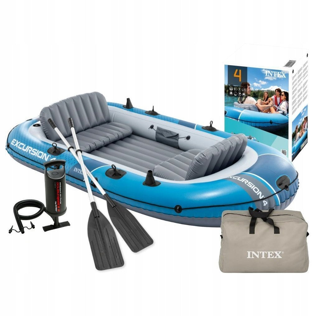 Inflatable pontoon Excursion 4 4 person pump 2 paddles bag INTEX 66324