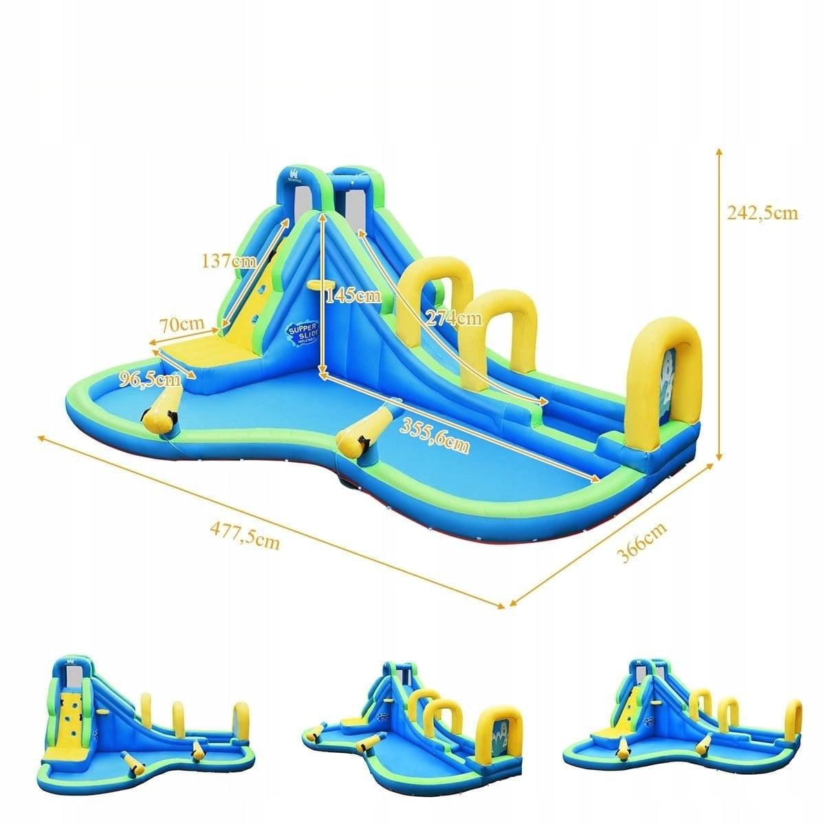 Inflatable slide with swimming pool and water cannons 477,5 x 366 x 242,5 cm Brand Costway