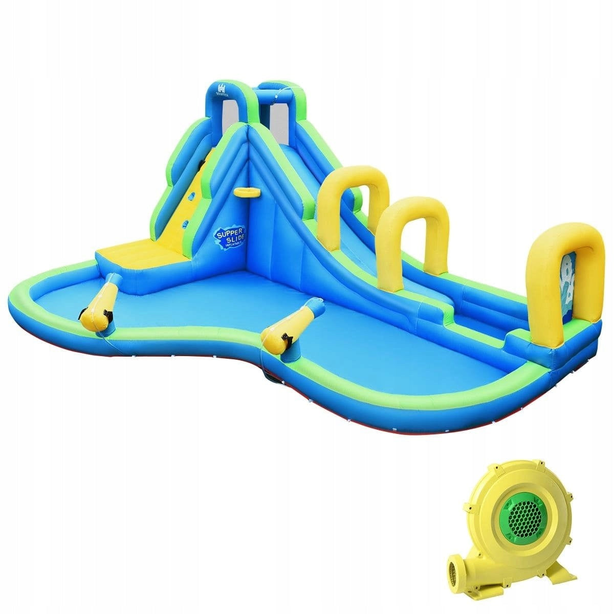 Inflatable slide with swimming pool and water cannons 477,5 x 366 x 242,5 cm