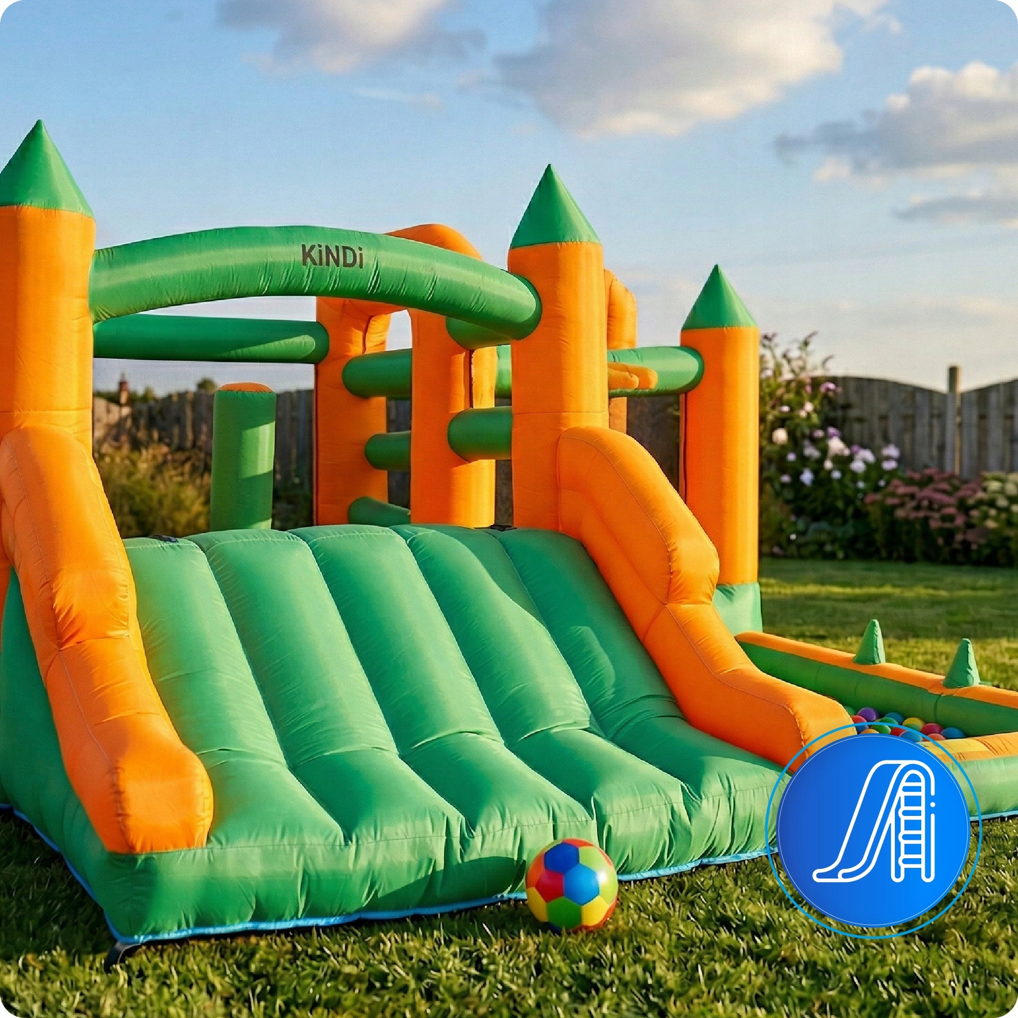 Inflatable square toys for children large castle basket blower slide set Dominant material synthetic material