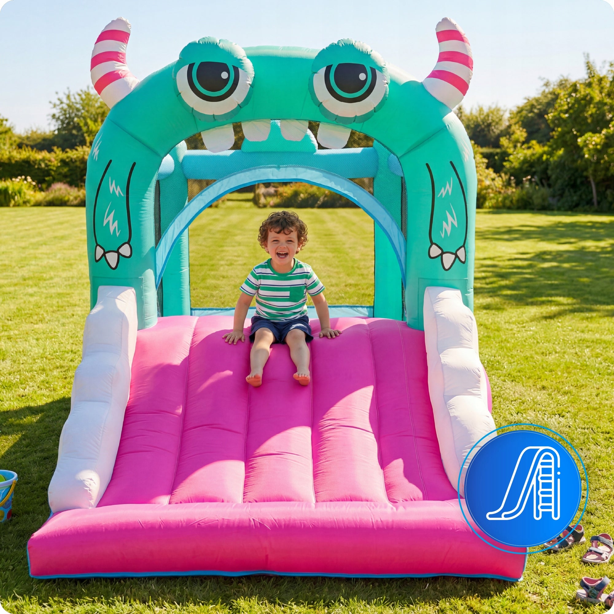 Inflatable square toys for children slide large castle basket blower set Manufacturer code DPZ004