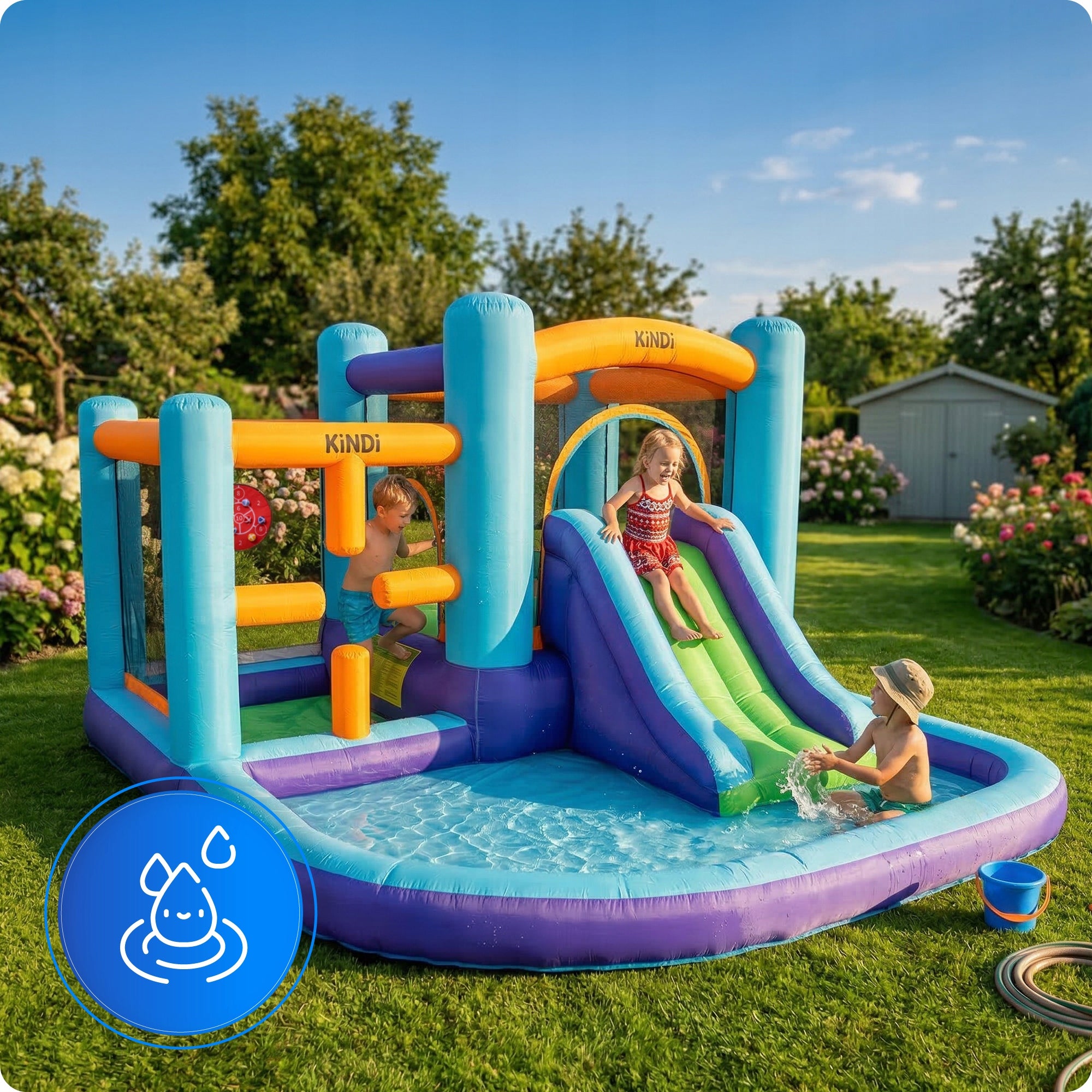 Inflatable square toys for children water castle slide obstacle course Product width 305 cm