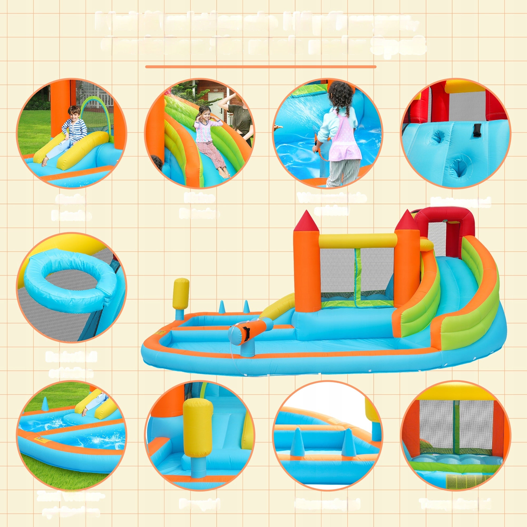 Inflatable water park for kids water slide obstacle course blower Kind Inflatable