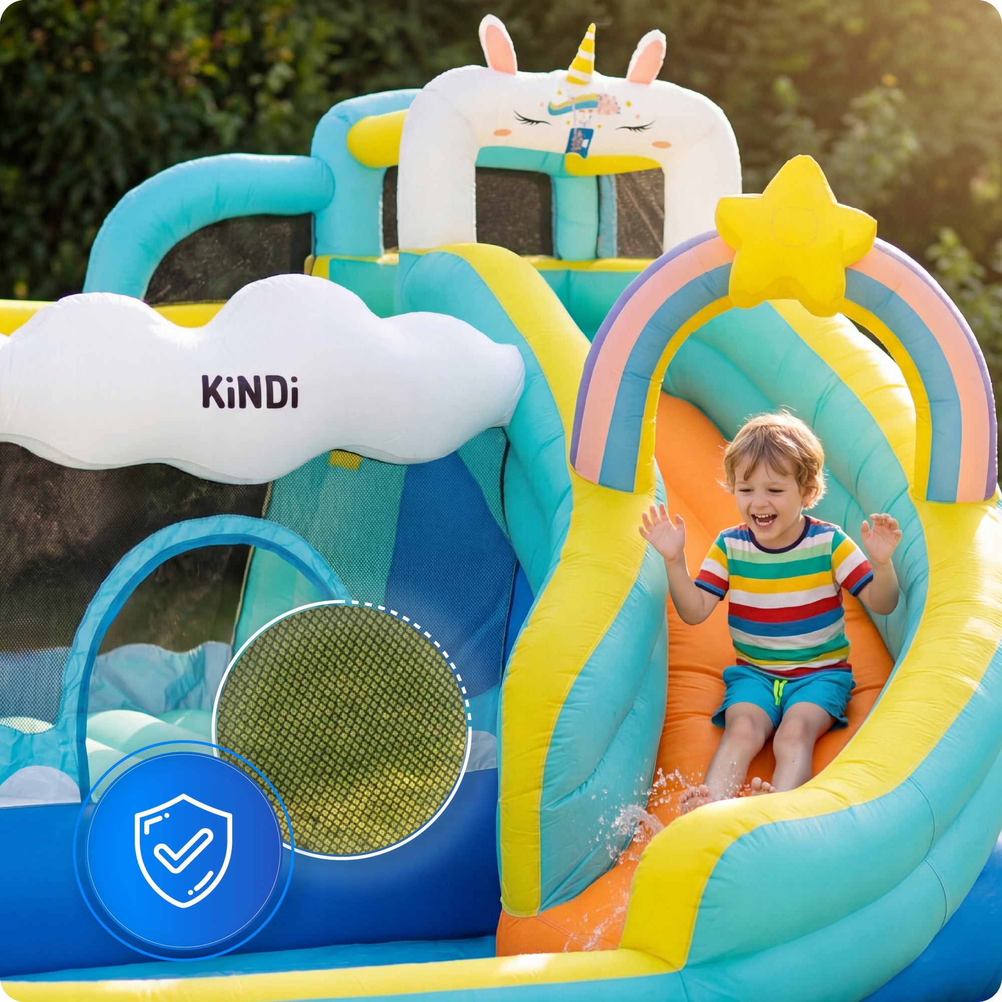 Inflatable water slide for children square toys blower cannon basket Included basketball hoop climbing wall nets slide other