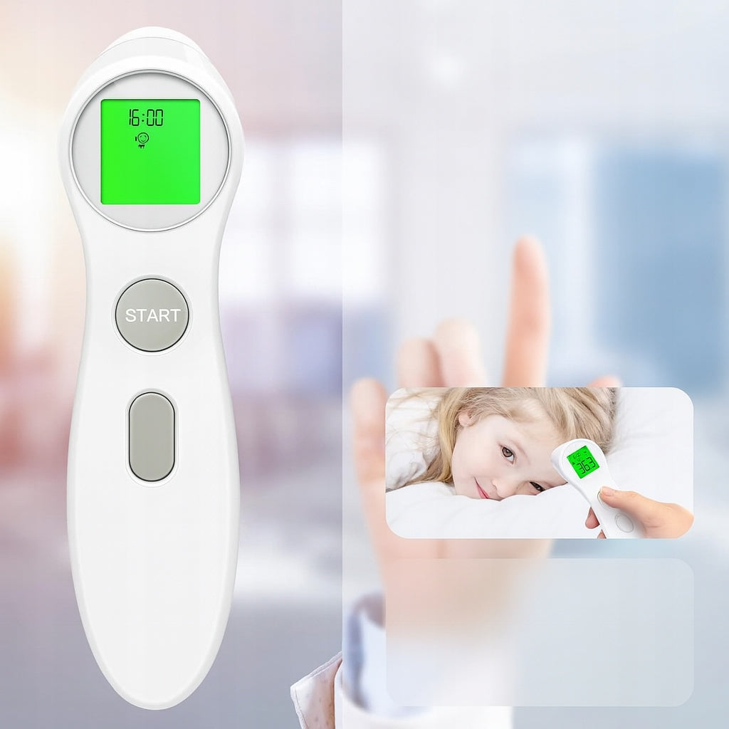 Infrared Non-Contact Thermometer Large Clear LCD Display White Medical device no