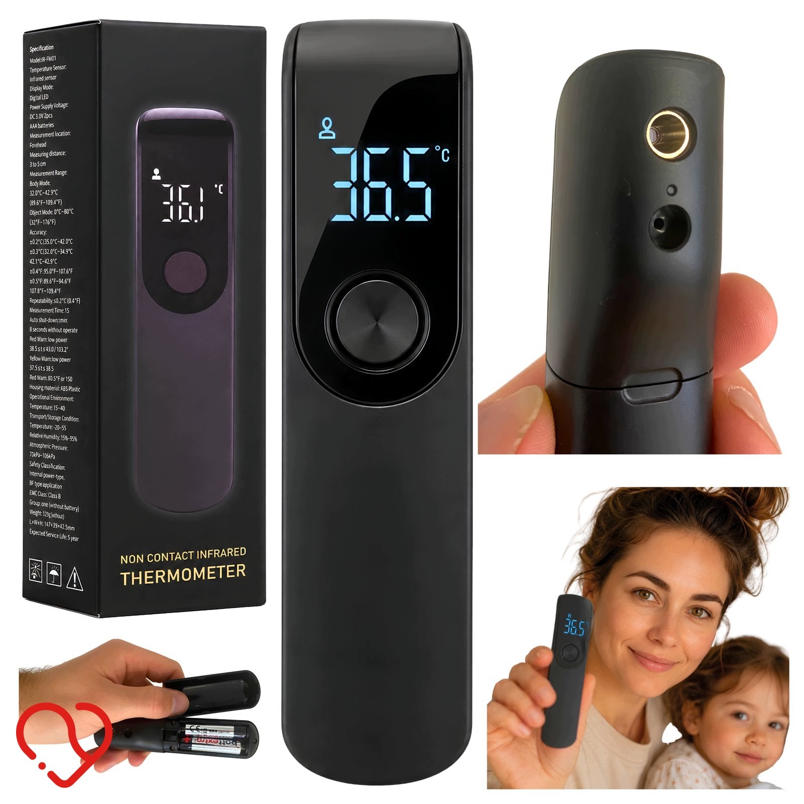 Infrared Non-Contact Thermometer Portable Fast Digital Measurement 2pcs