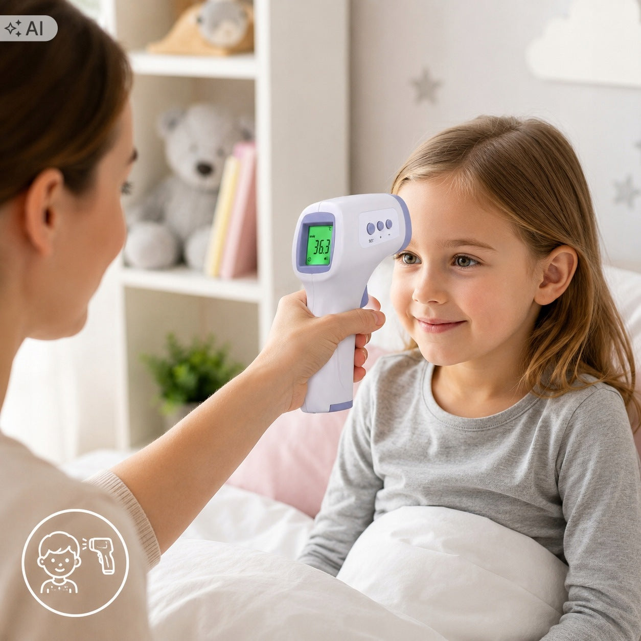 Infrared White Non-Contact Frontal Thermometer with Fever Alarm 2s Medical device no
