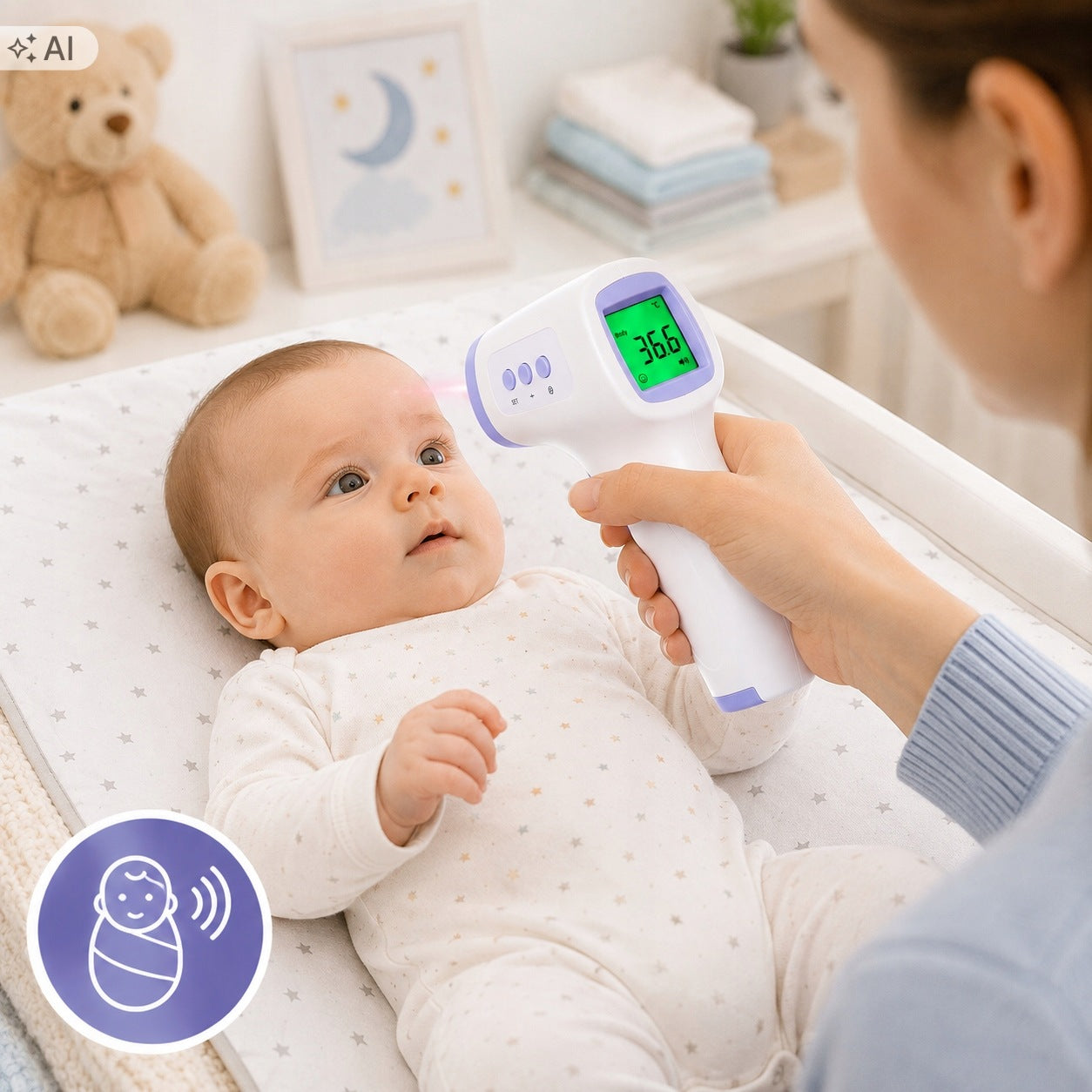Infrared White Non-Contact Frontal Thermometer with Fever Alarm 2s Packaging status original