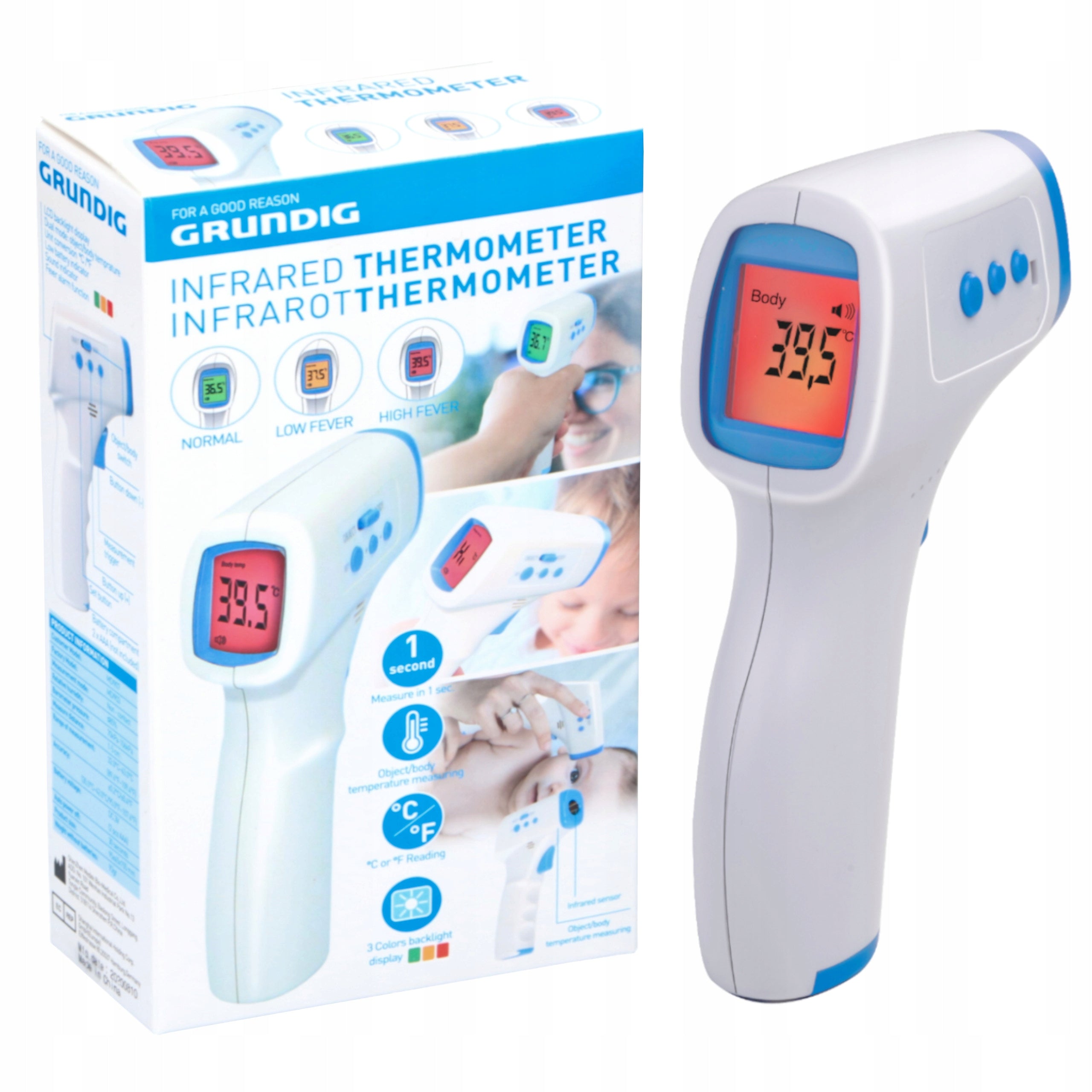 Infrared non-contact electronic thermometer with alarm GRUNDIG