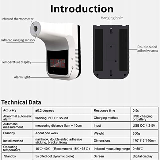 Infrared thermometer non-contact K3 Medical device type accessories for a medical device or a product without an intended medical purpose