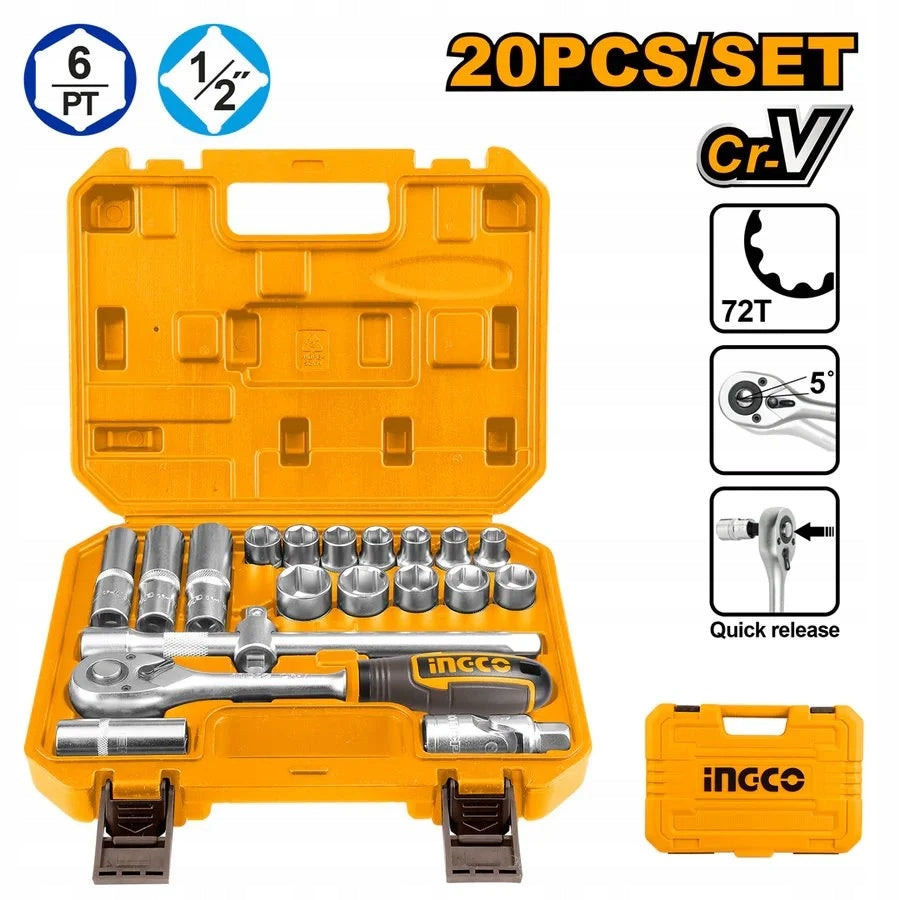 Ingco HKTS12201 Klíče nástrčné sada 1/2" 20ks Brand INGCO