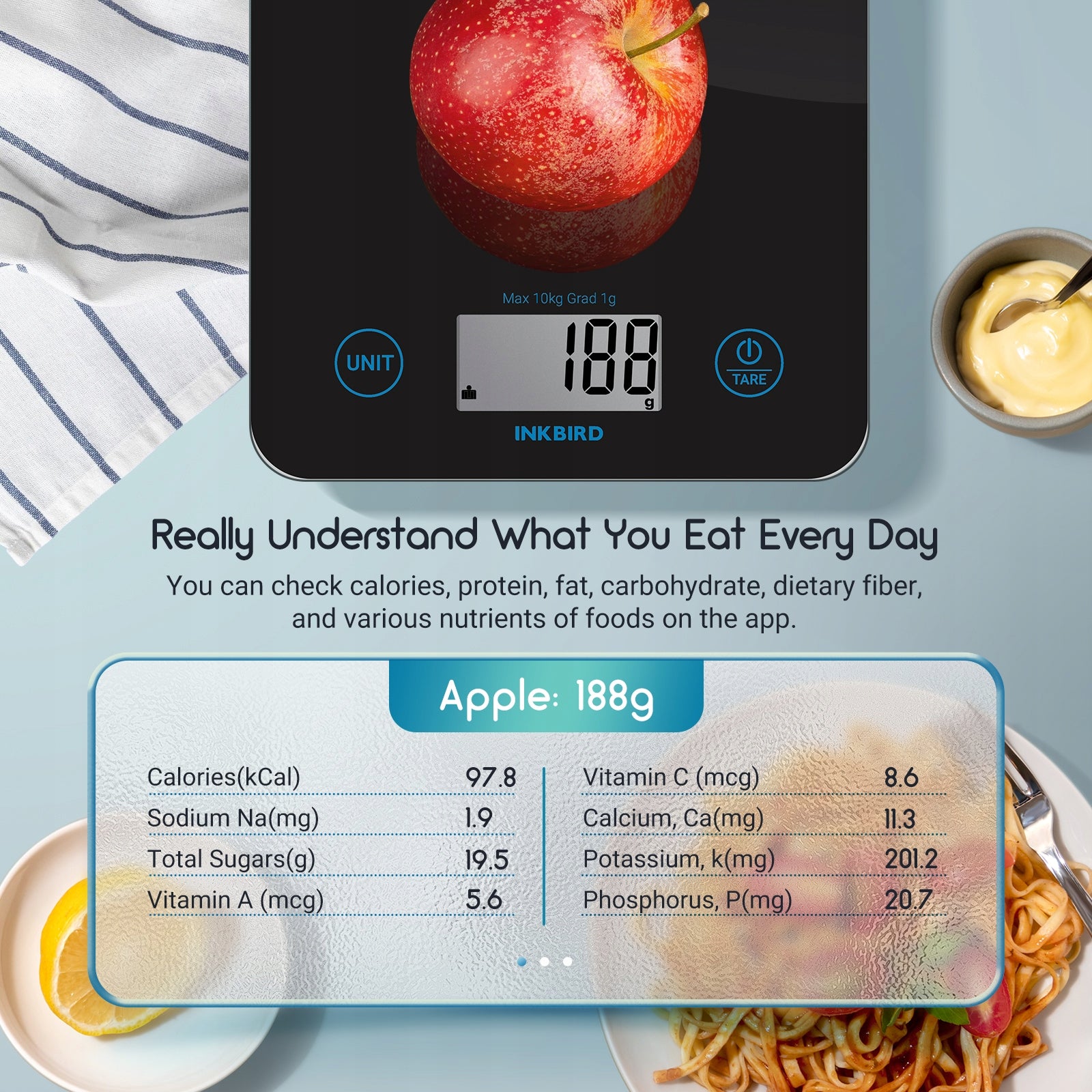 Inkbird IBFS-01 Smart Food Scale Bluetooth Kitchen Scale Material synthetic material