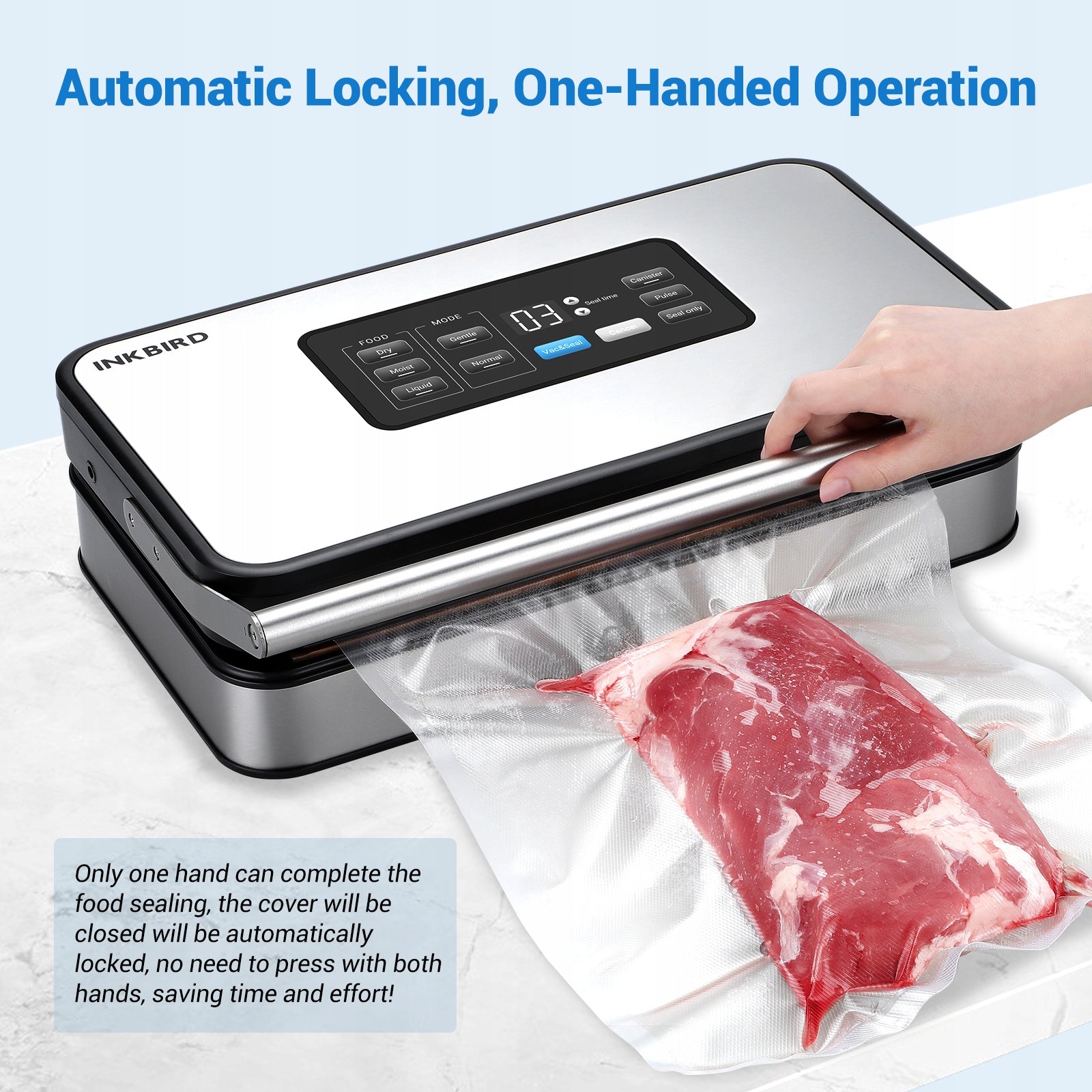 Inkbird INK-VS04 Food Vacuum Seal Machine Dual Motor Dry Moist Liquid Mode Model INK-VS04