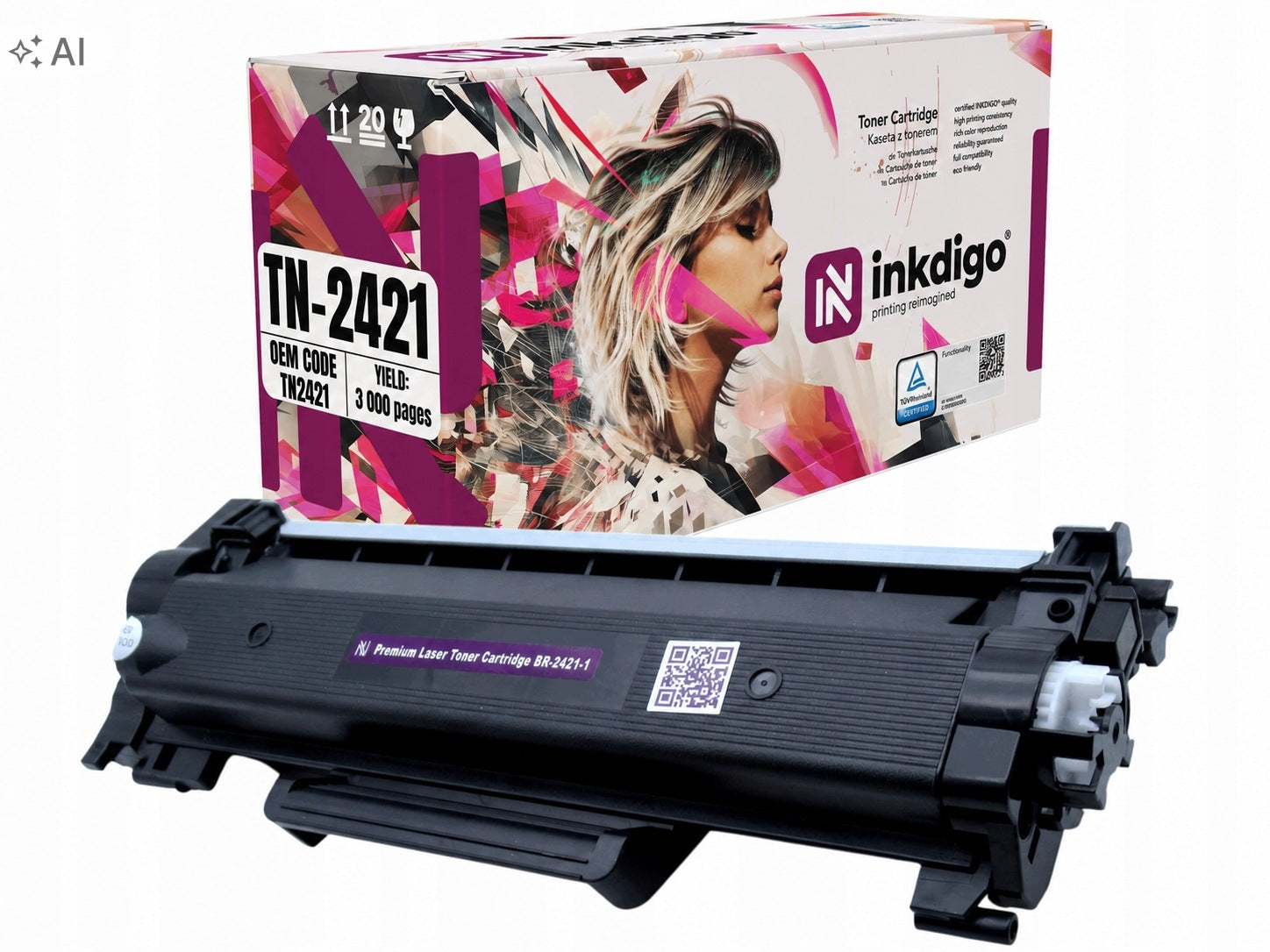 Inkdigo toner cartridge TN2421 for Brother DCP-L2512D TÜV certified