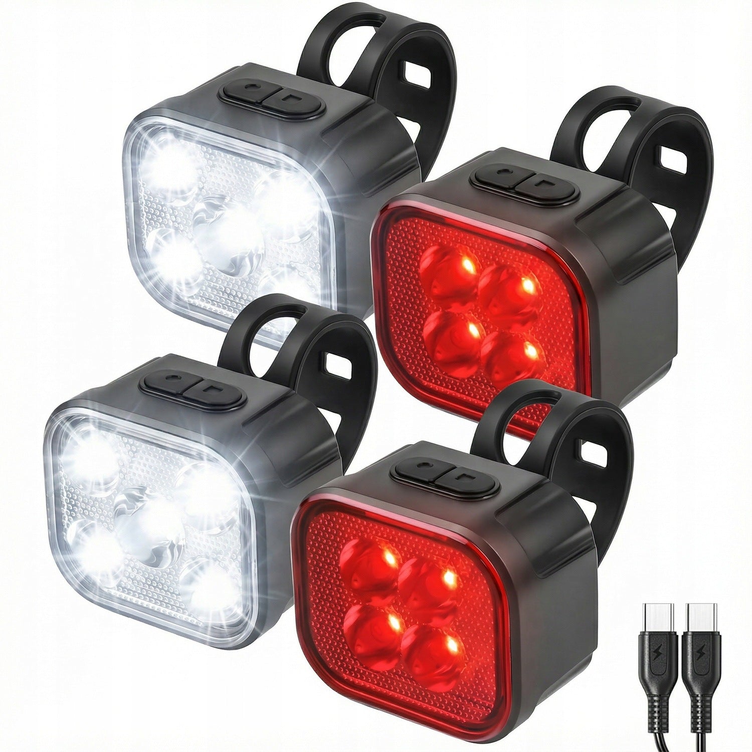 Inlustro LED bicycle lights 4 pcs front rear USB-C 500 lm