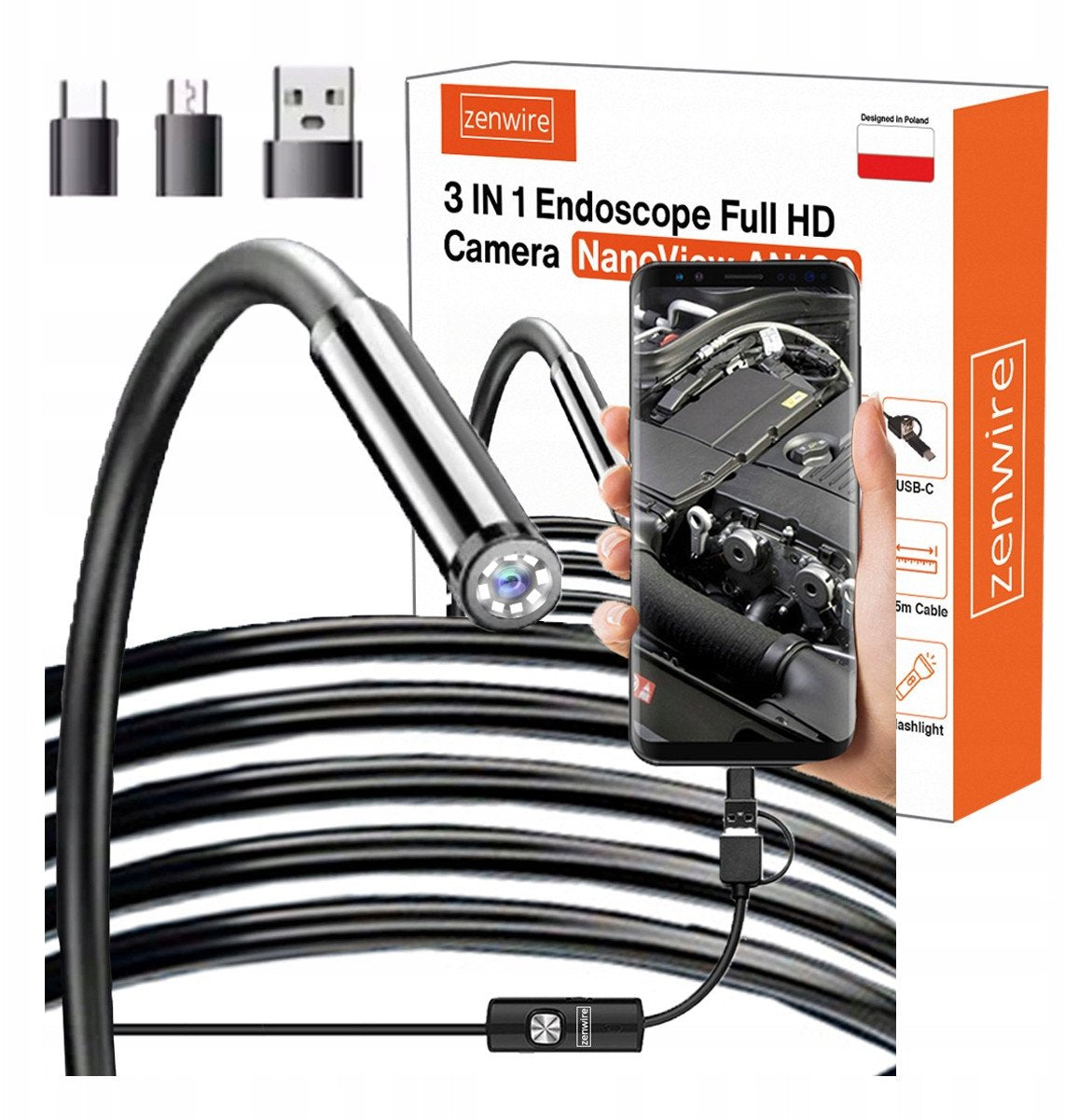 Inspection Camera Workshop Endoscope for Android Phone Pipe USB-C 3,5m