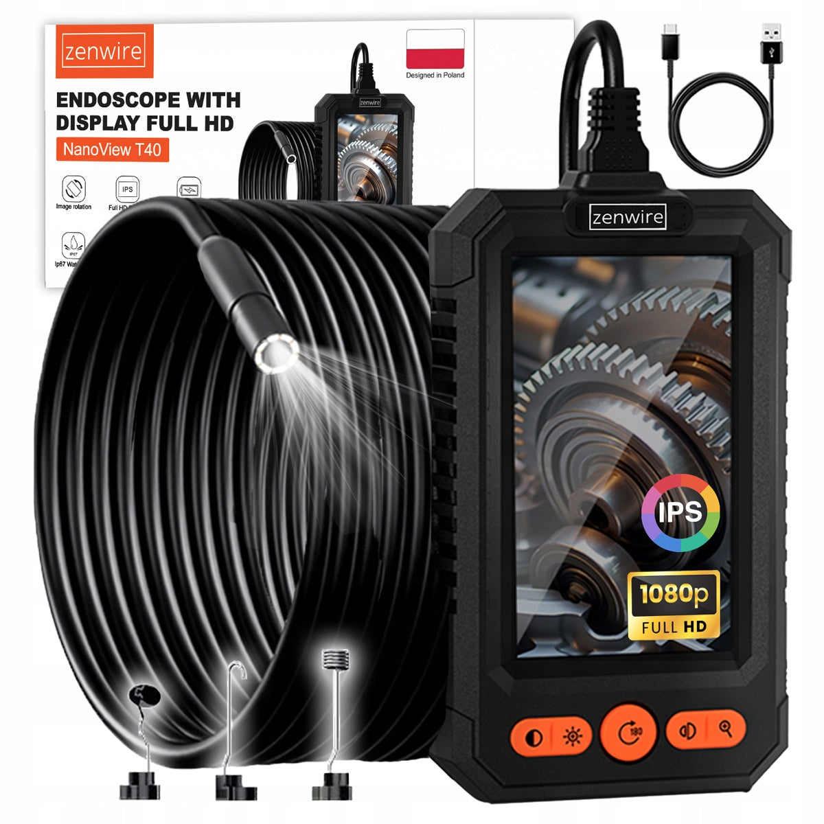 Inspection Camera Workshop Endoscope for Full HD IPS USB-C 5m Motor Tubes