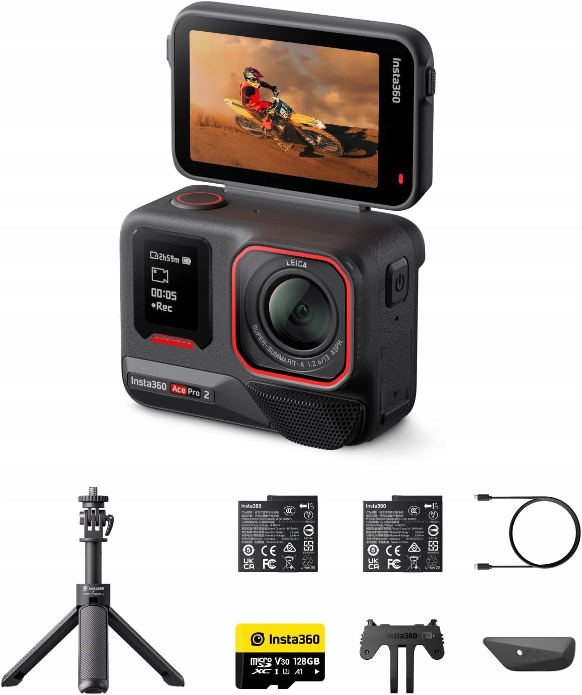 Insta360 Ace Pro 2 Sports Camera 8K Leica Dual-AI Sensor 1/1.3" Set