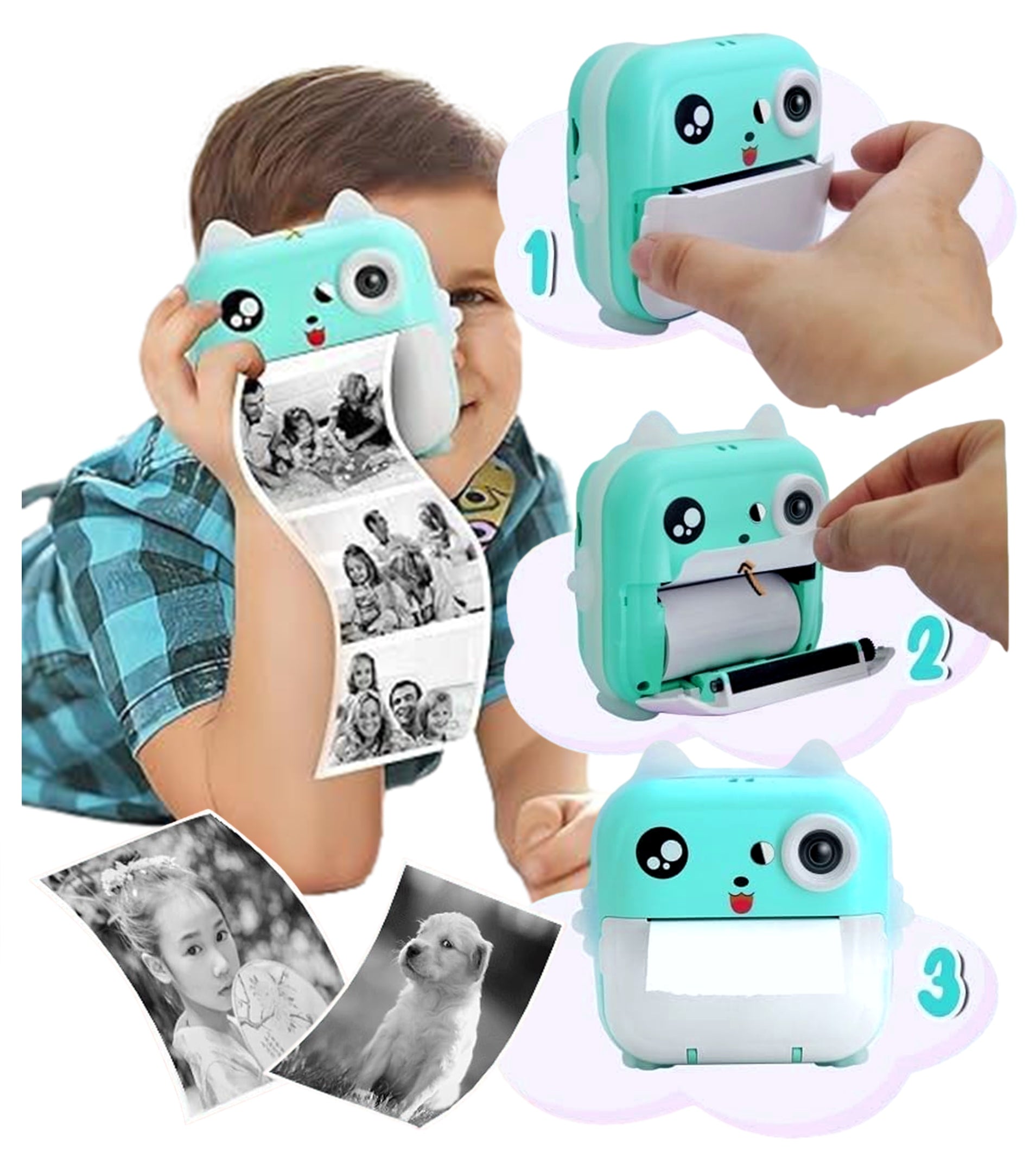 Instant CAMERA for children THERMAL PRINTER + Rolls 19 pcs Printer Packaging status original